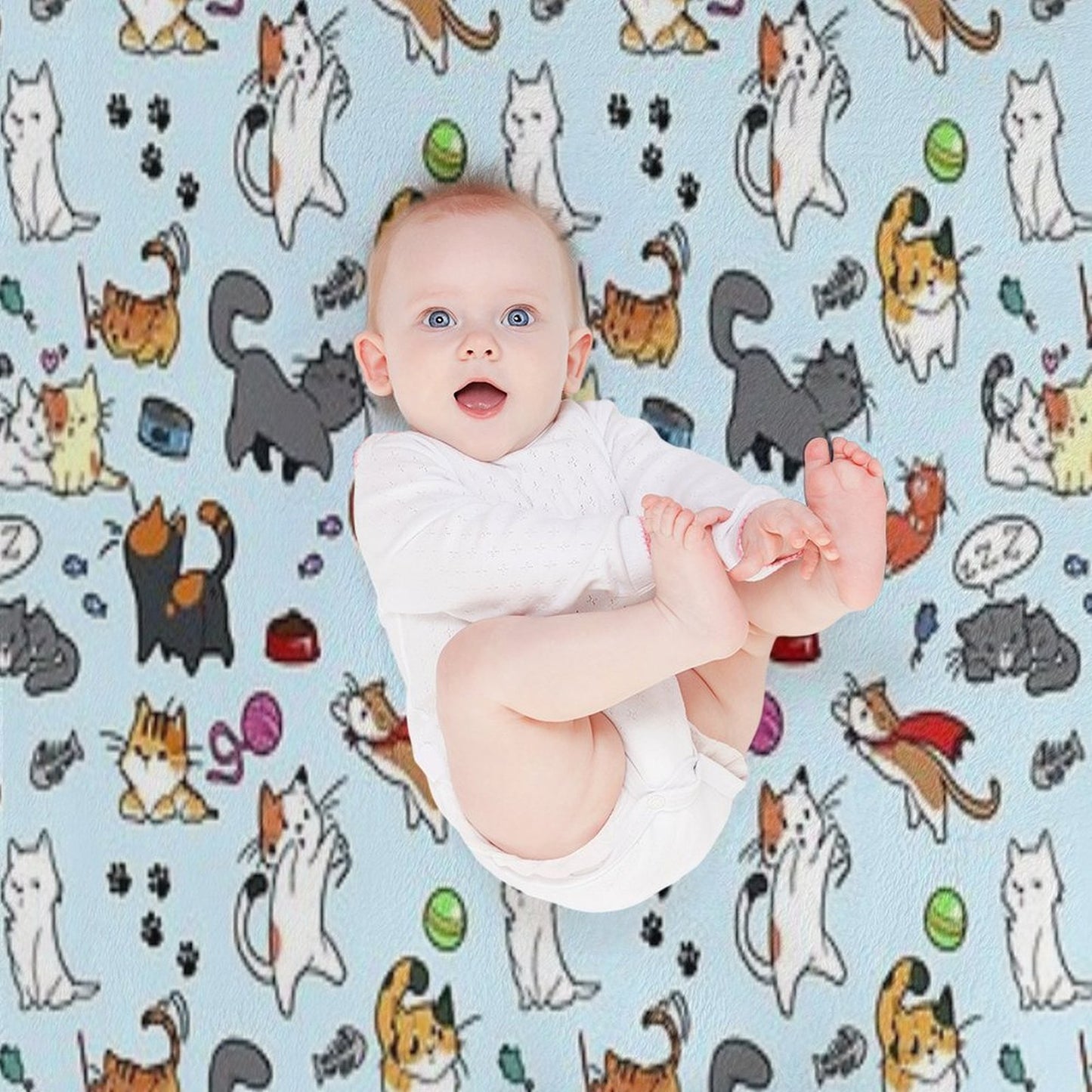 Cats!! Sustainable Throw Blanket