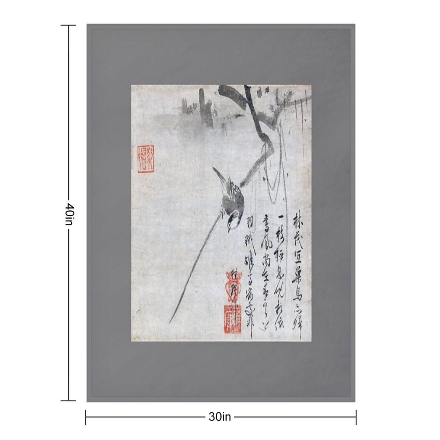 Bird on A Branch (Restored Japanese Artwork) Comfort Throw Blanket