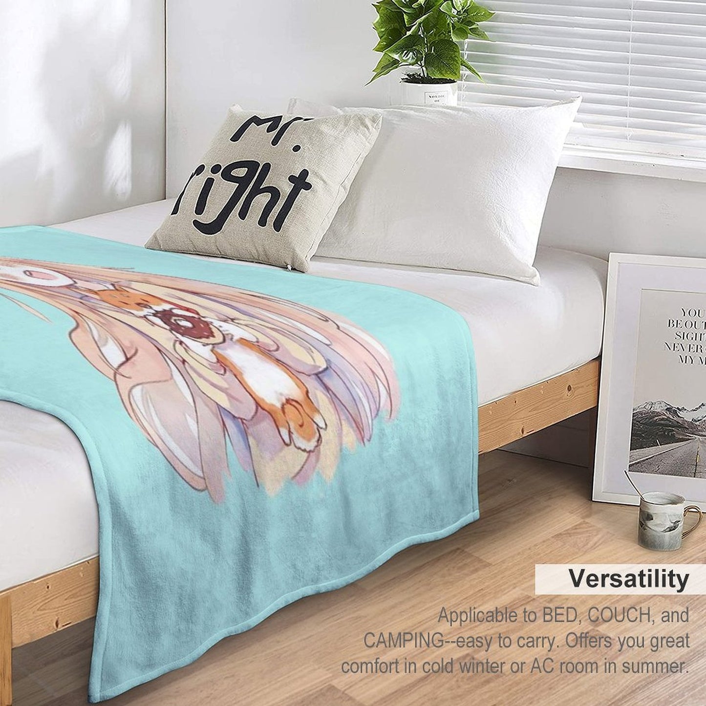 Kawaii Anime Girl Easy Care Throw Blanket