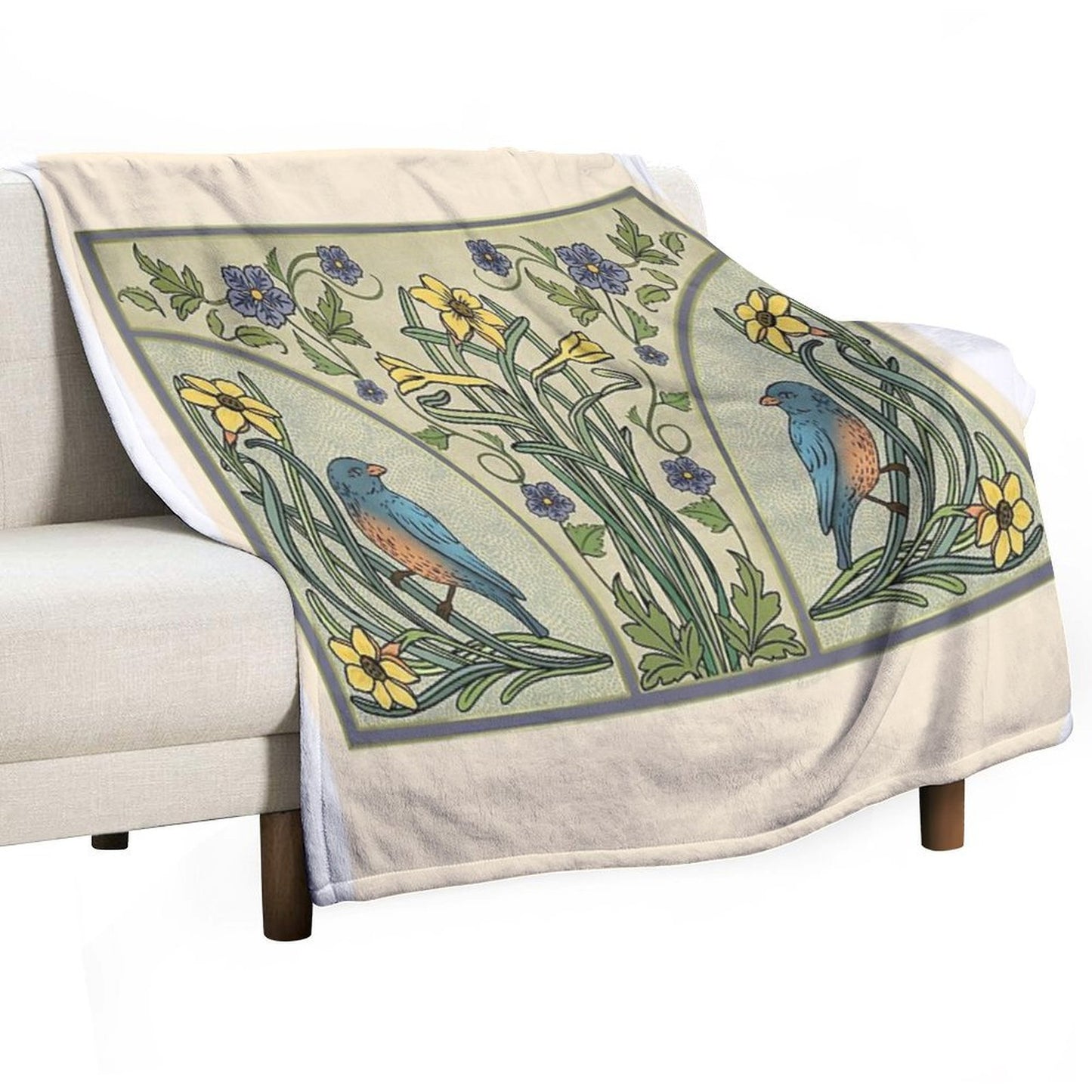 Bluebirds And Spring Blossoms Inspired By Art Nouveau Comfort Throw Blanket
