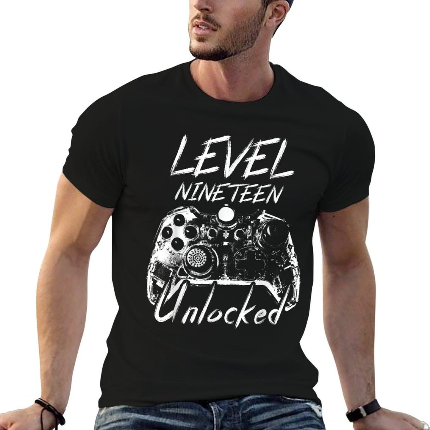 19th Birthday Gift 19 Year Old Gifts 19th Birthday Ribbed Collar T-Shirt