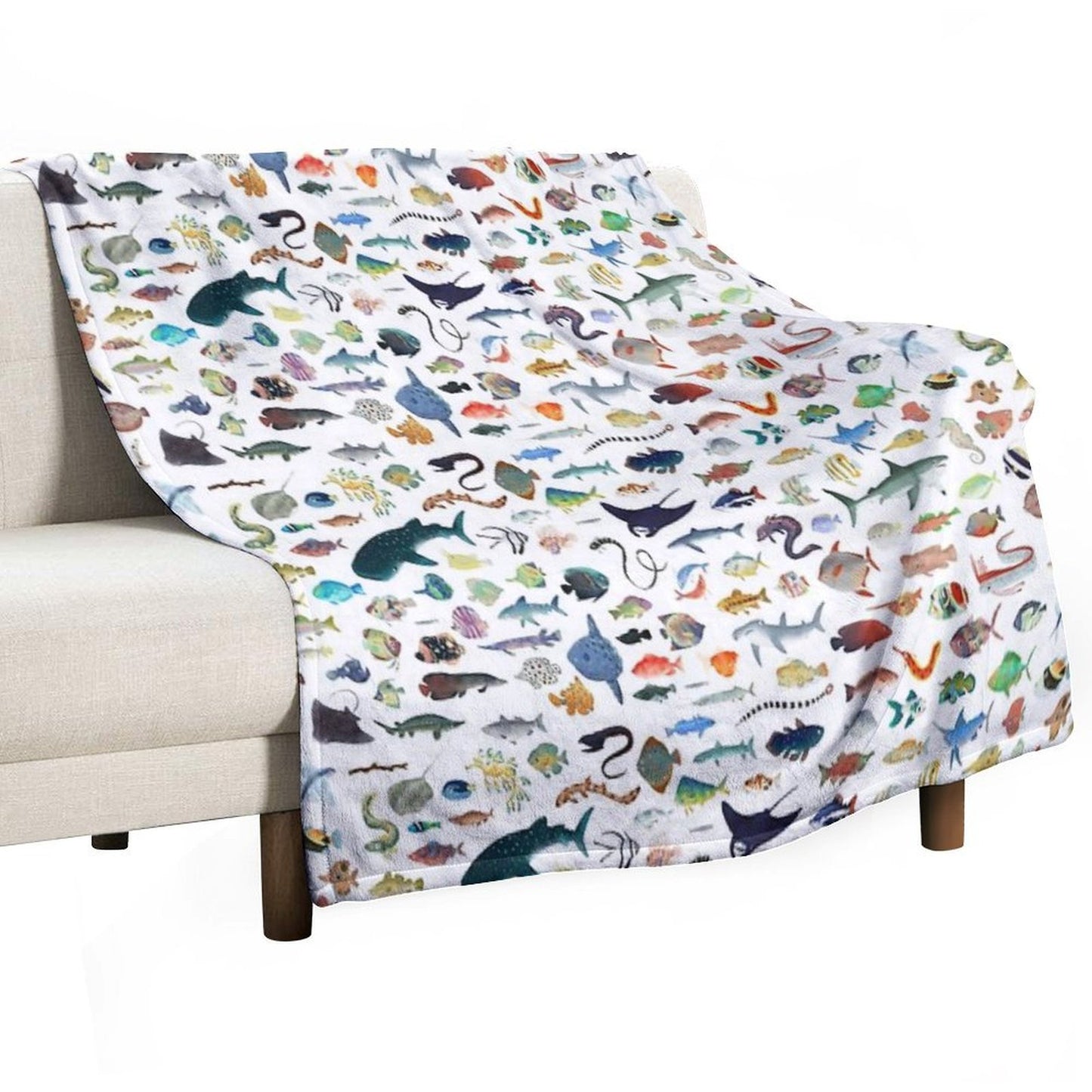 One Hundred Fish Multi-functional Throw Blanket