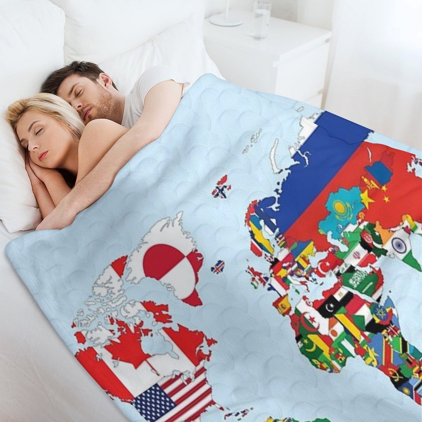 World Map Made Up of Each Countries Flag Plush Throw Blanket