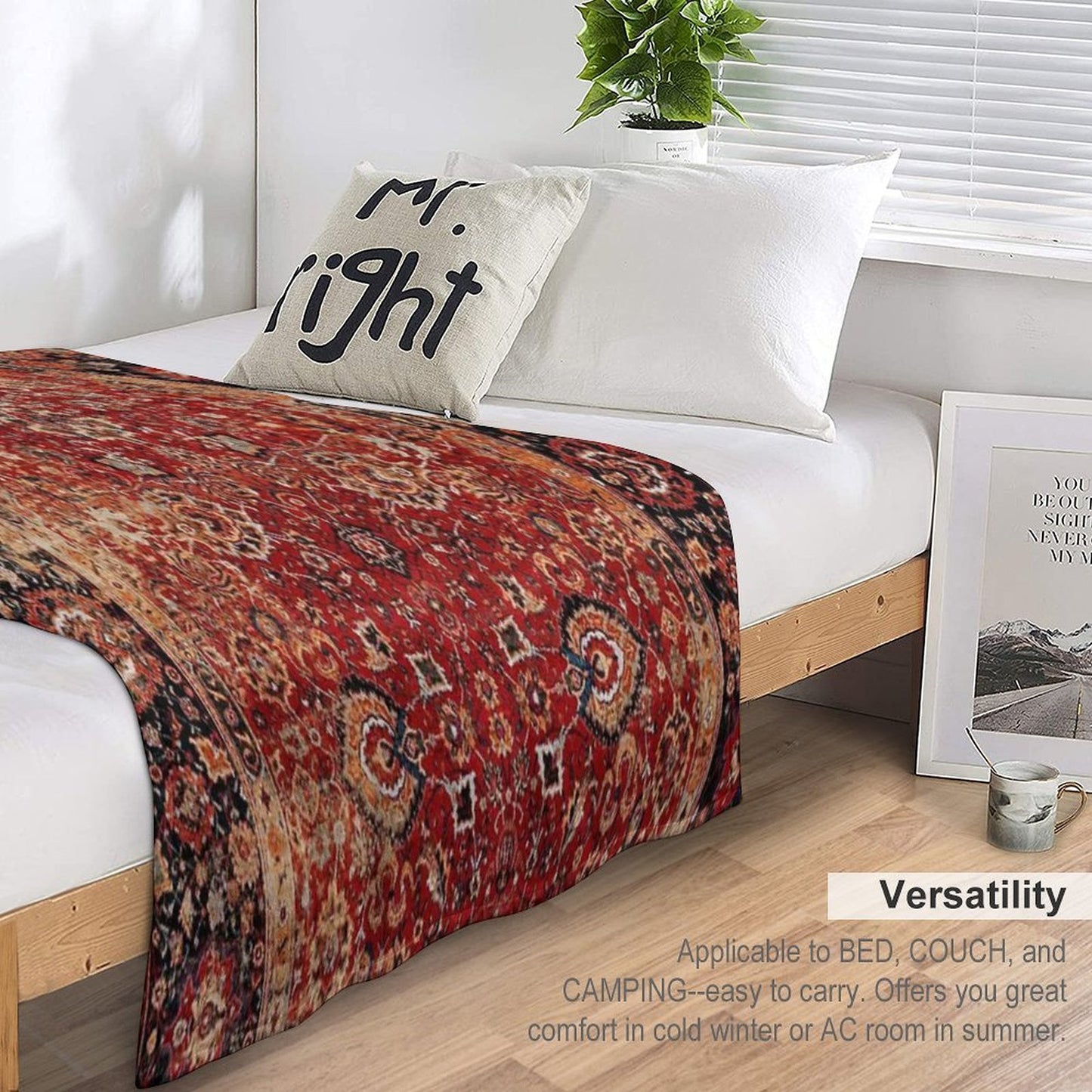 17th Century Afghanistan Rug Print Plush Throw Blanket