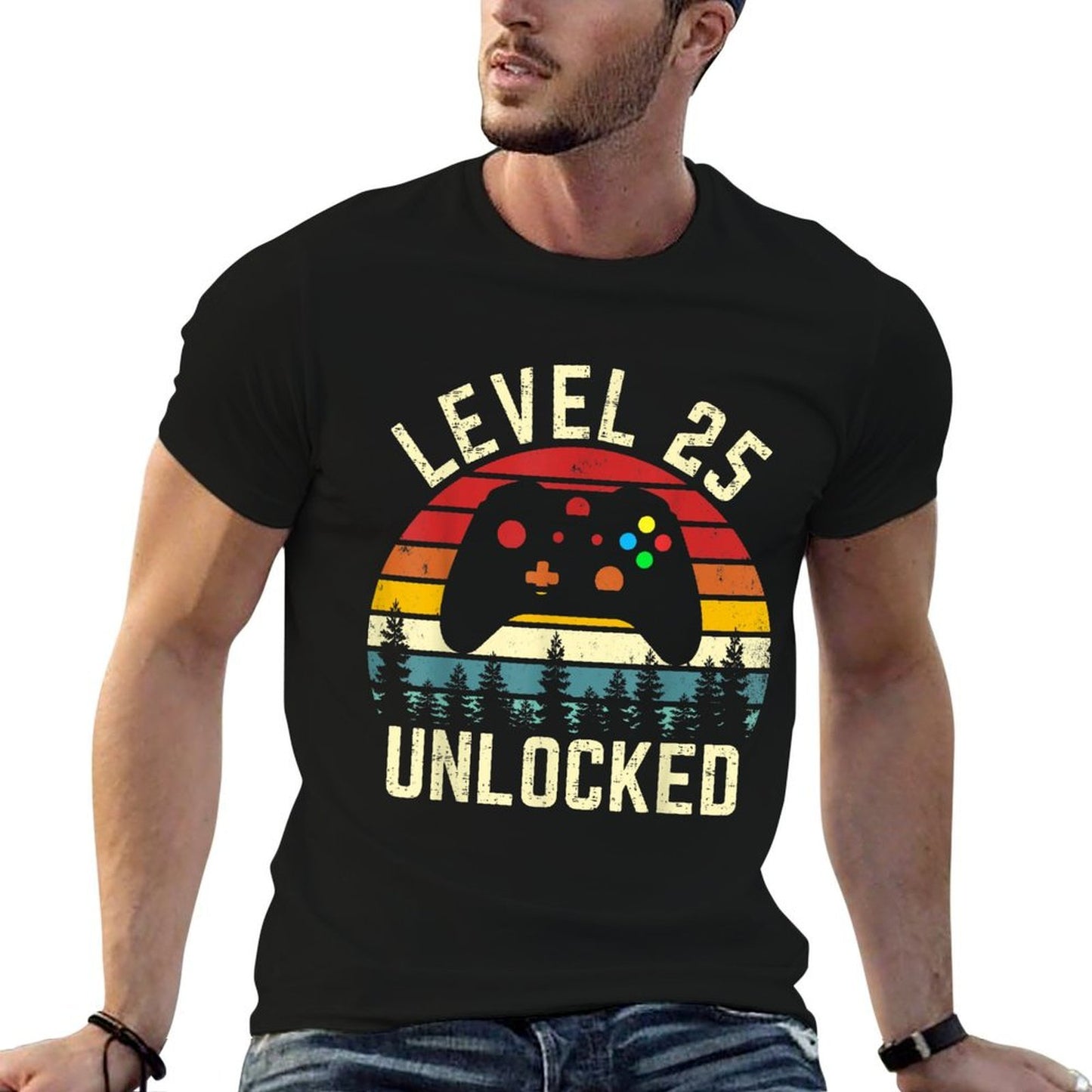 Vintage Level 25 Unlocked Funny Video Gamer 25th Birthday Durable T-Shirt