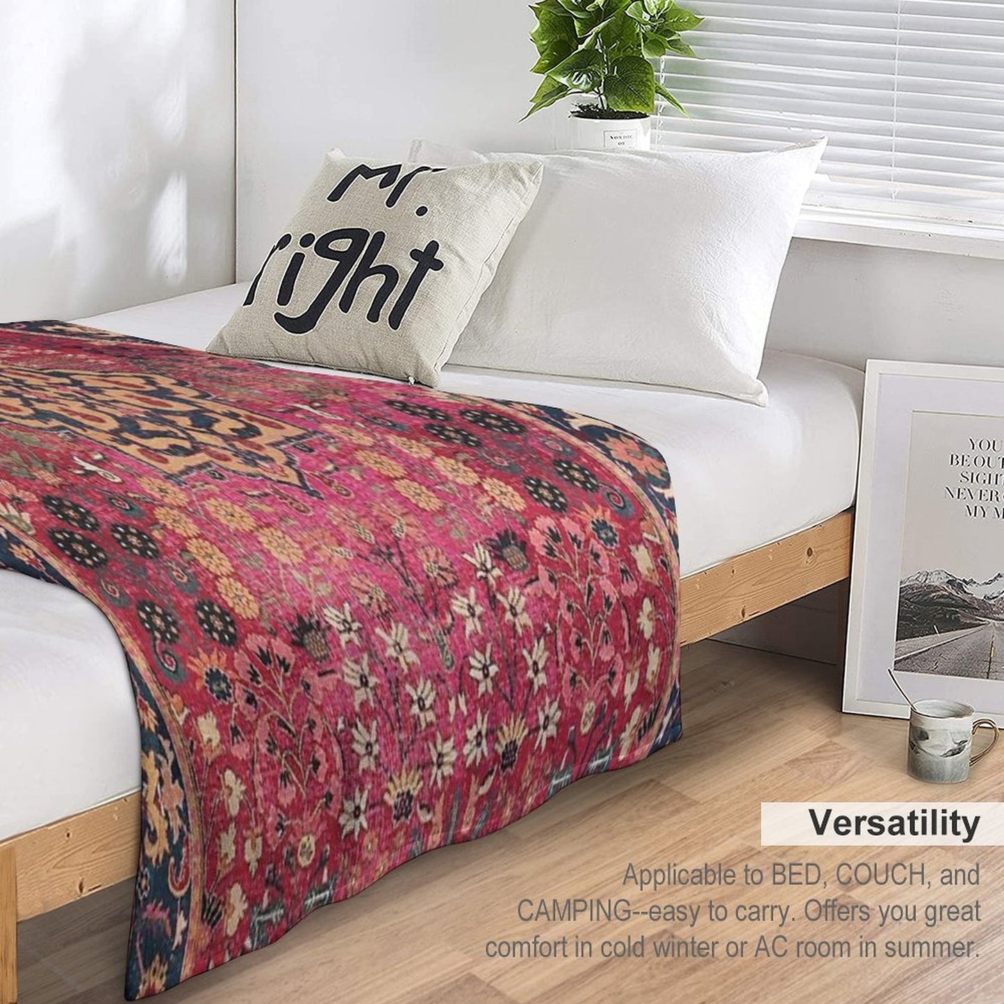 17th Century Persian Vase Carpet Print Durable Throw Blanket
