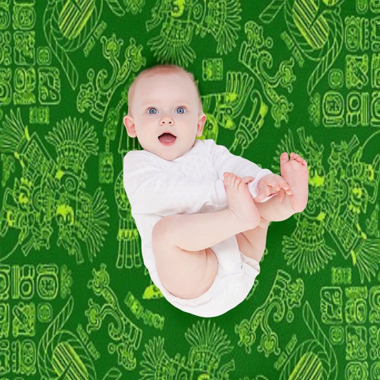 Mayan Spring GREEN All-season Throw Blanket
