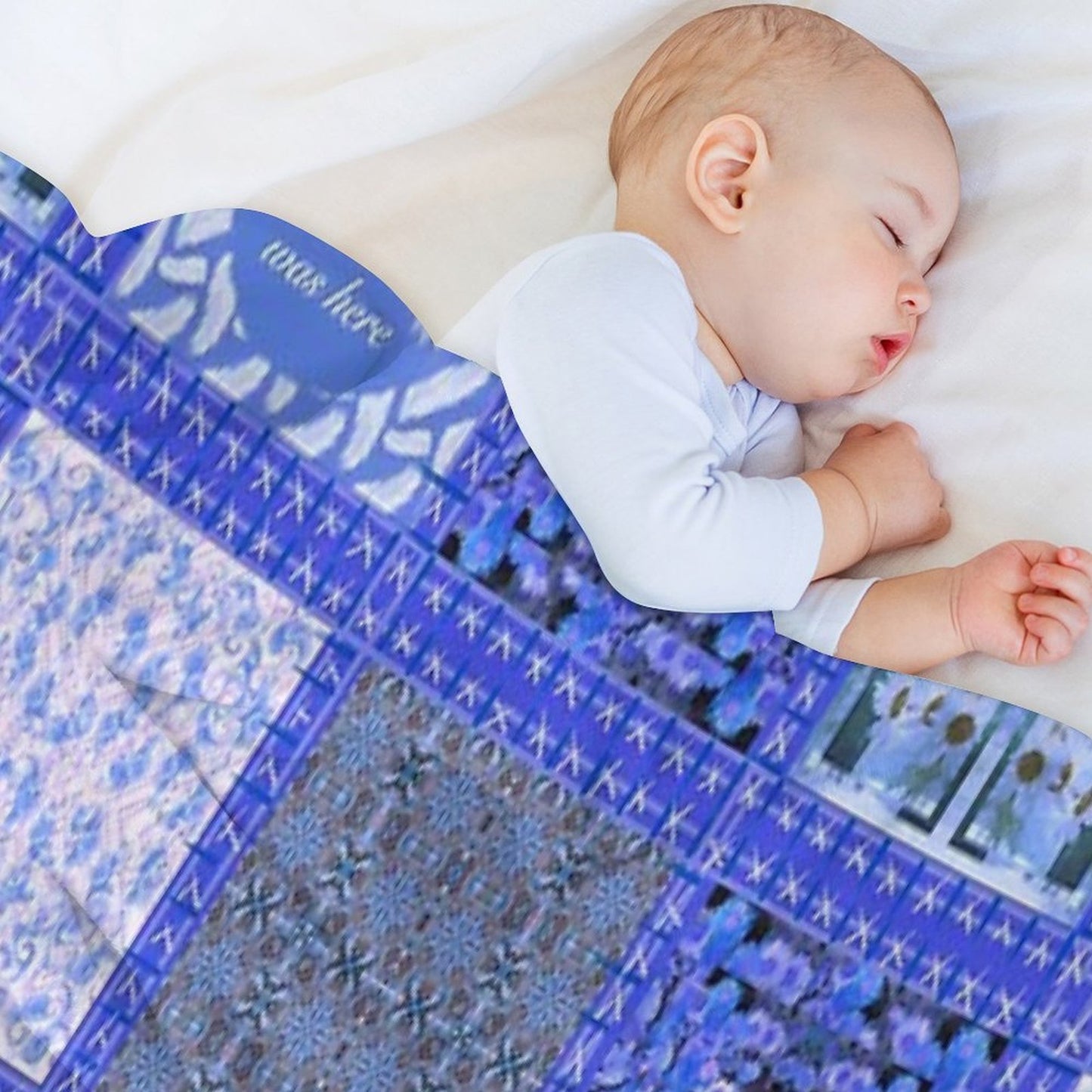 Blue Patchwork Quick-dry Throw Blanket