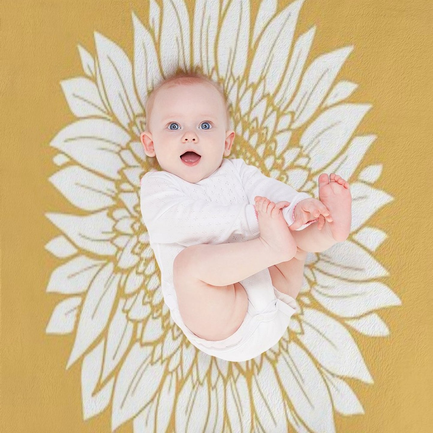 Yellow Flower Drawing Tapestry Sustainable Throw Blanket