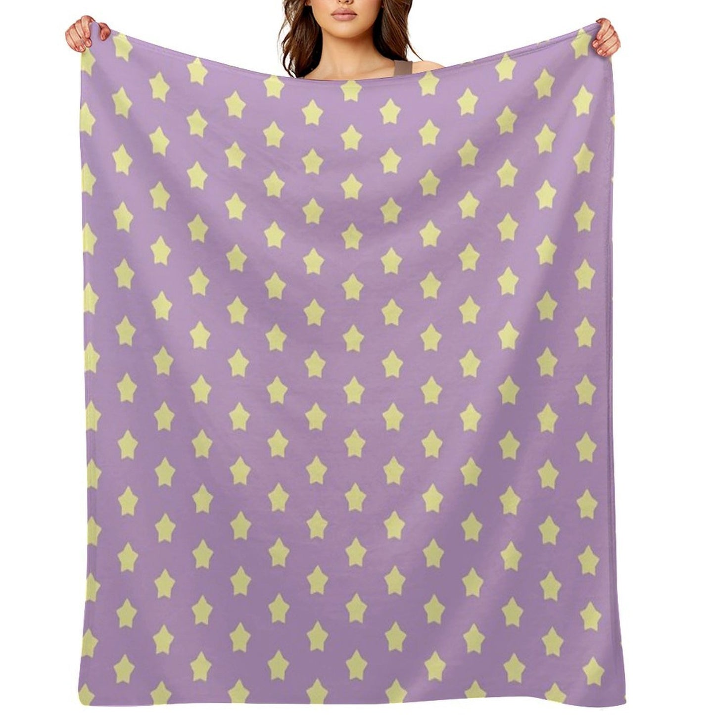 Yellow Stars on Purple Pop Shrink-resistant Throw Blanket