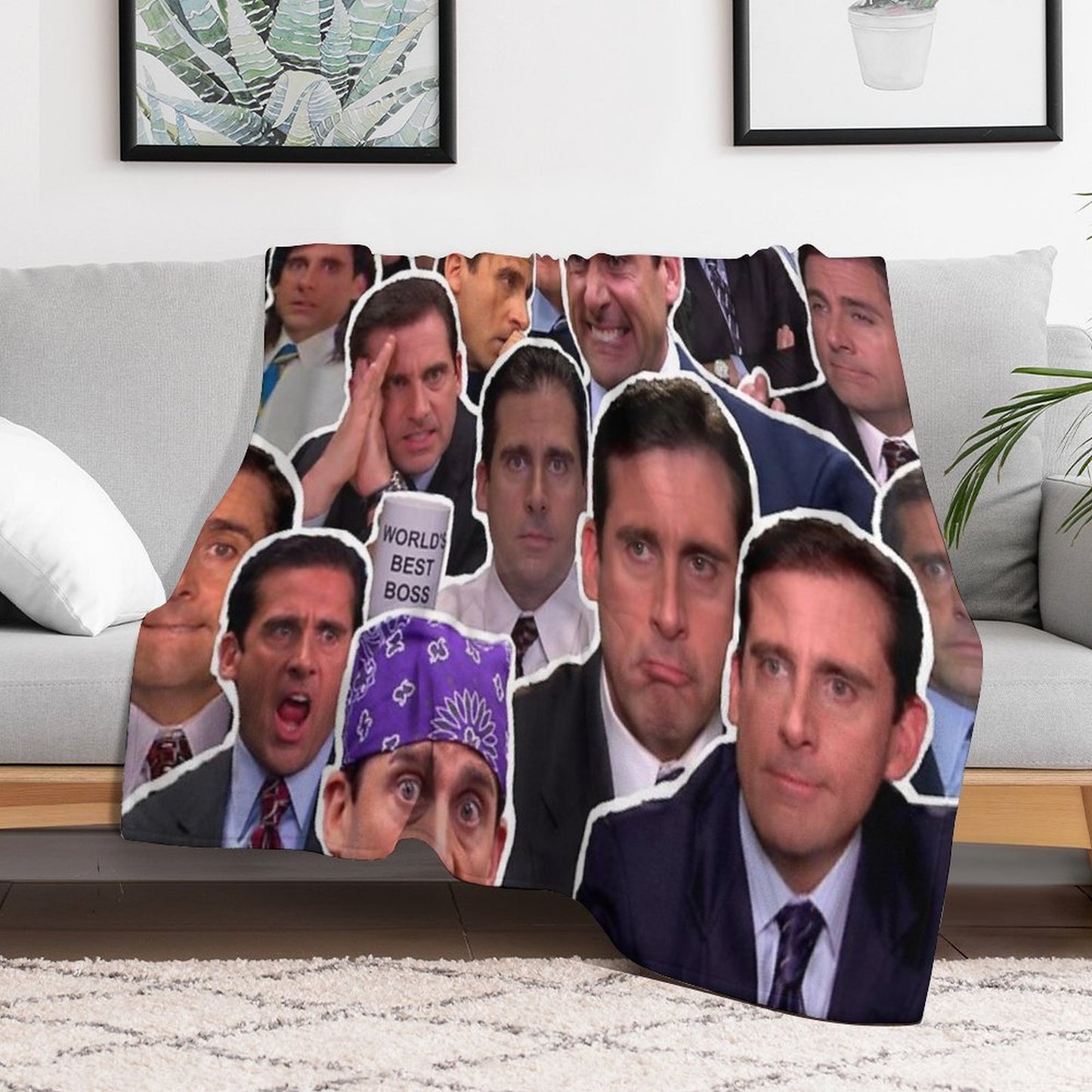 Michael Scott - The Office Collage Sustainable Throw Blanket