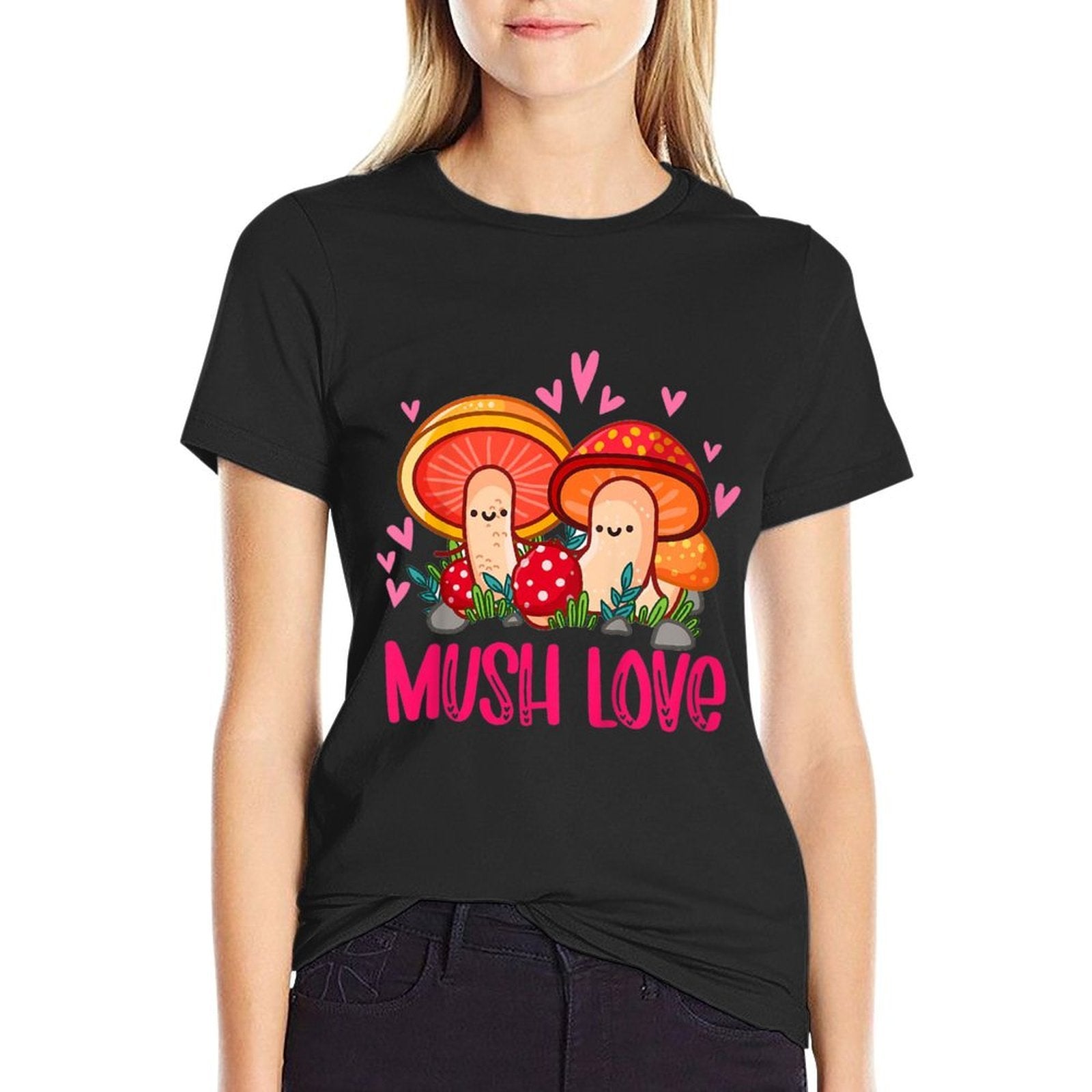 Kids Mush Love Cute Mushroom Lover Fungi Botanical Valentines  Graphic-printed T-Shirt