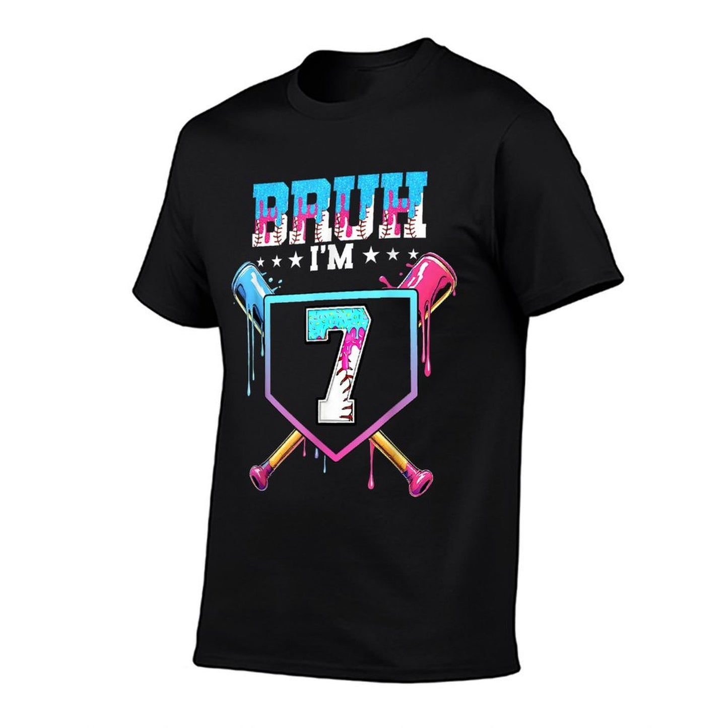 Bruh 7th Birthday Boy Baseball Ice Cream Drip 7 Year Old Boy Relaxed-fit T-Shirt