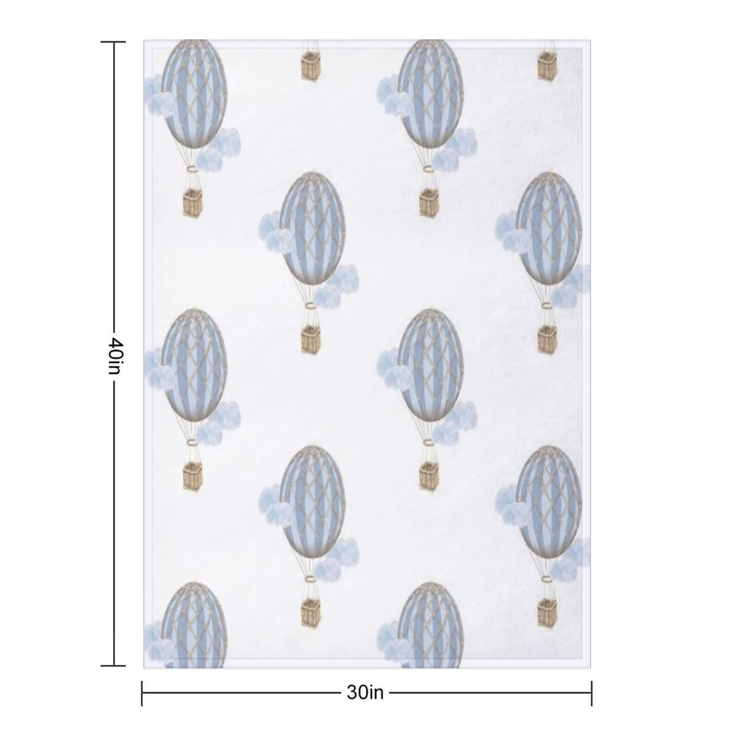 Blue Vintage Hot Air Balloon Sustainable Throw Blanket