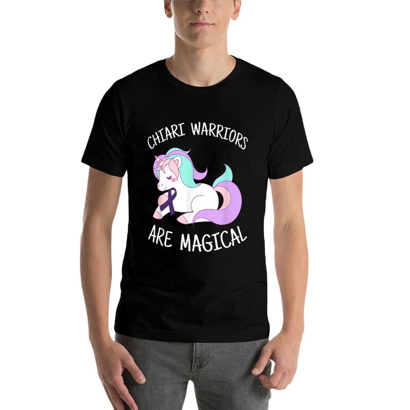 Unicorn Chiari Malformation Awareness Gift, Chiari Warrior  Tagless Design T-Shirt