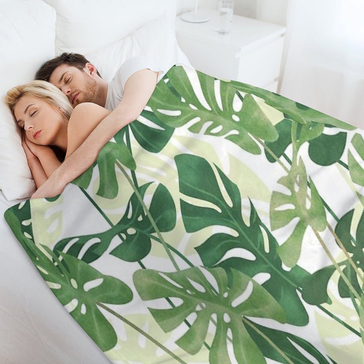 Vintage Monstera Leaves Eco-conscious Throw Blanket
