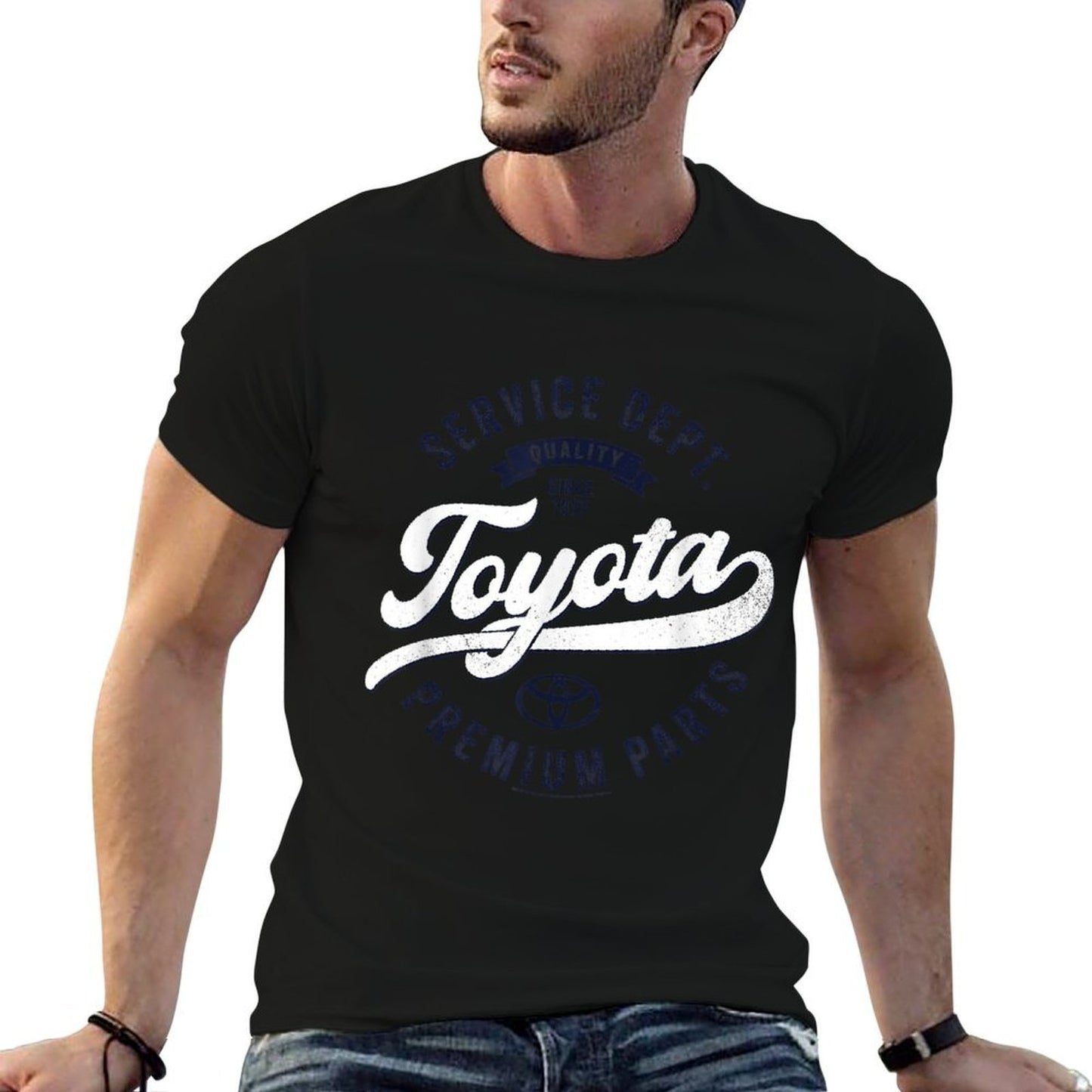 Toyota Service Dept Quality Since 1937 Distressed Retro Logo Slim-fit Cut T-Shirt