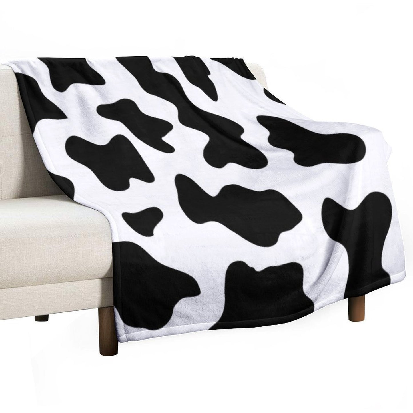 1980s Black White Ranch Farm Barn Animal Dairy Cow Print Velvety-soft Throw Blanket