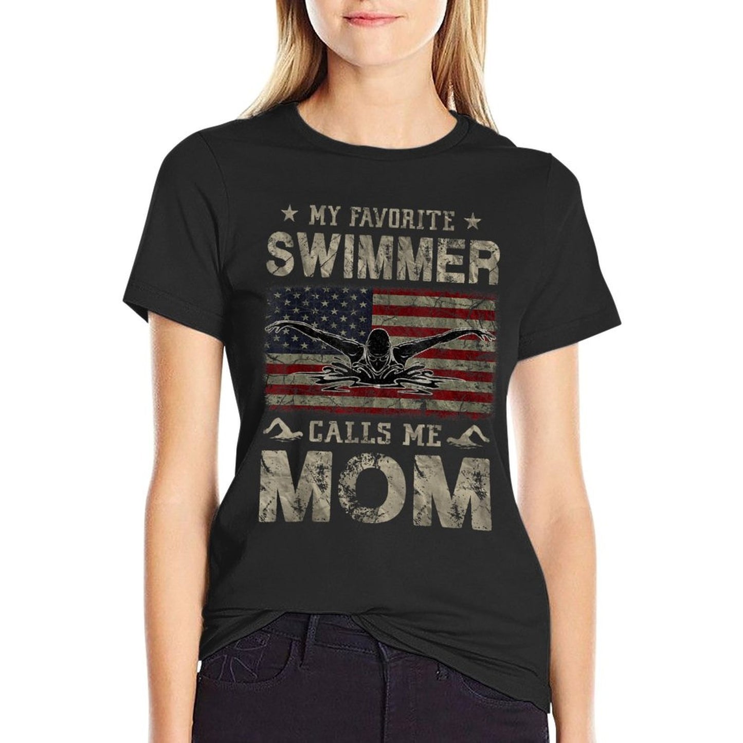 My Favorite Swimmer Calls Me Mom Mothers Day Wrinkle-resistant T-Shirt