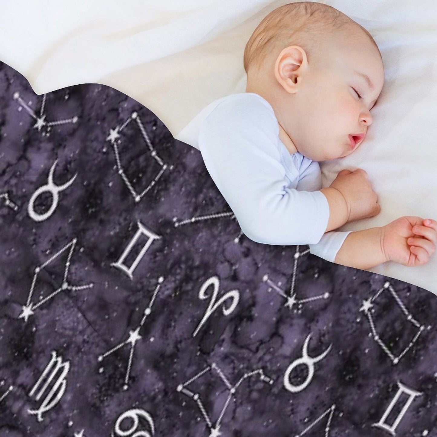 Zodiac Sky in Black Quick-dry Throw Blanket