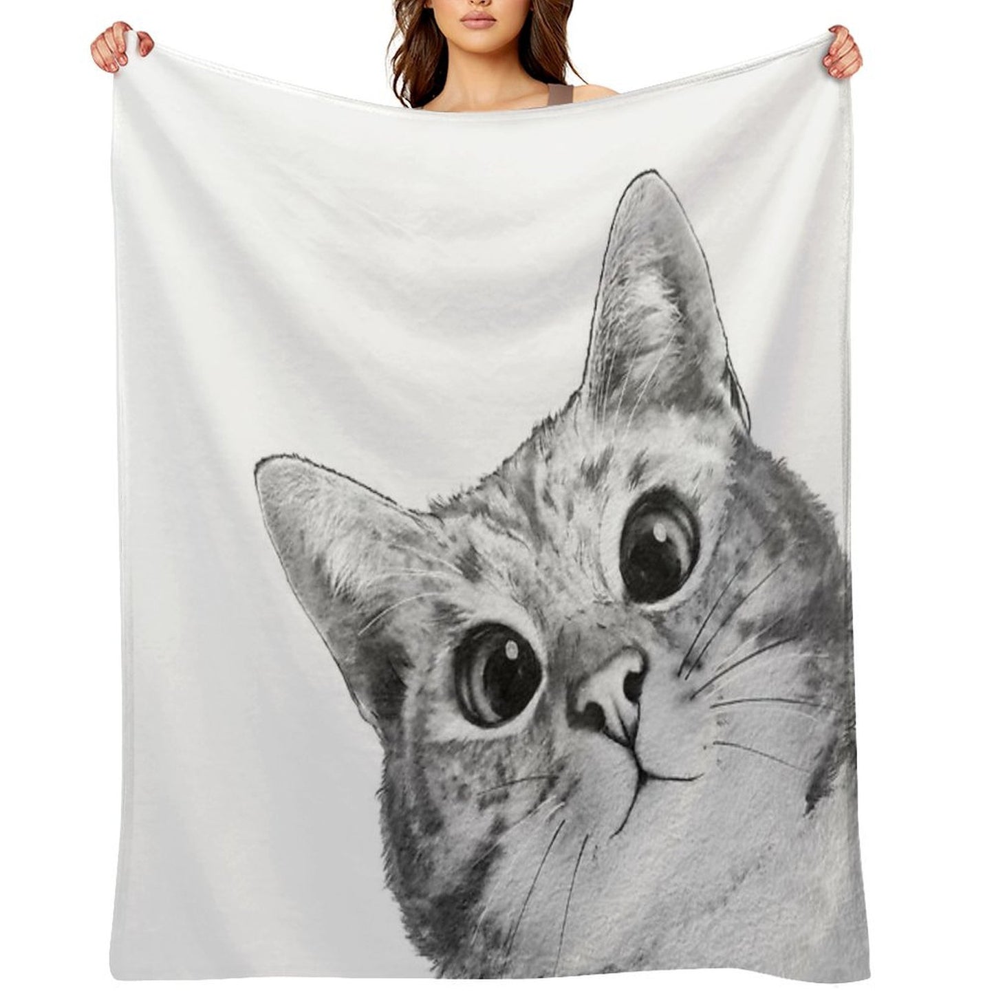 Sneaky Cat Machine-washable Throw Blanket
