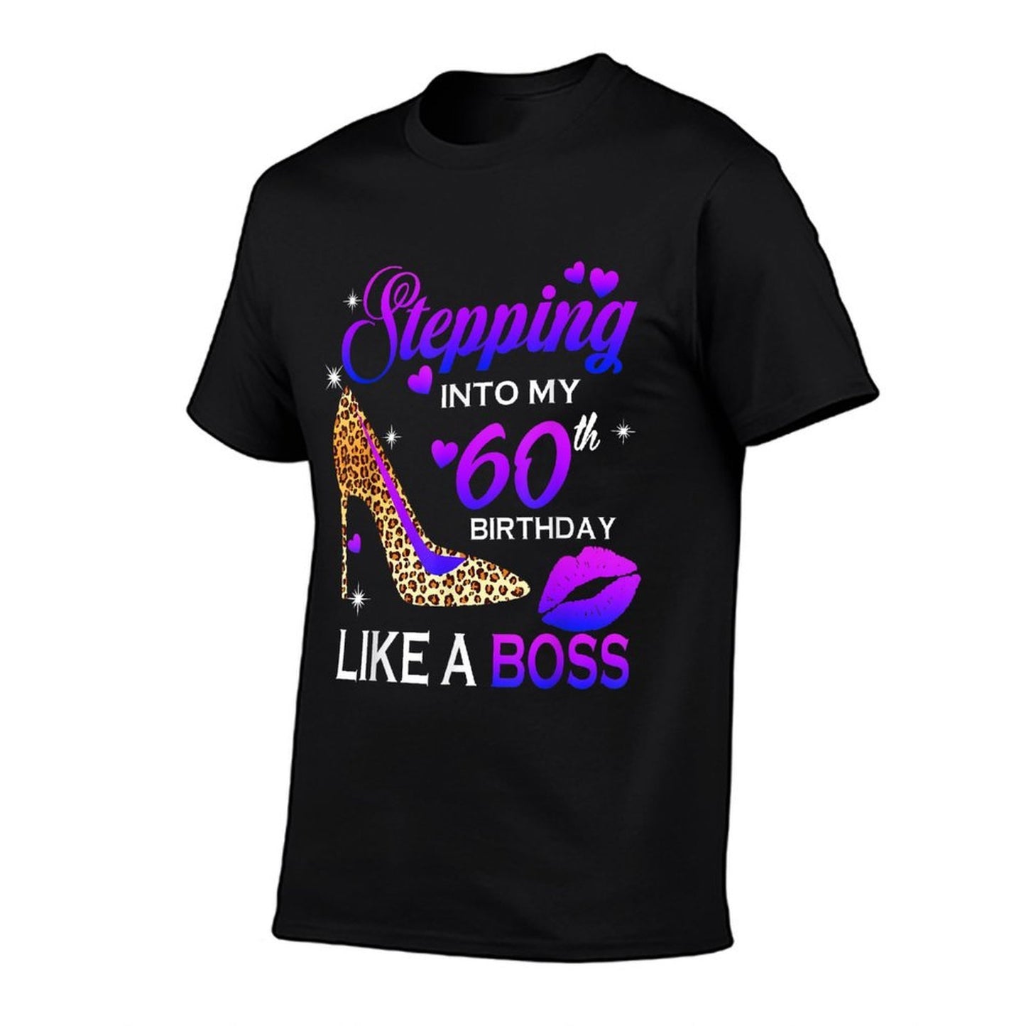 Womens 60th Birthday Gifts Stepping Into 60 Leopard Shoes Lightweight T-Shirt