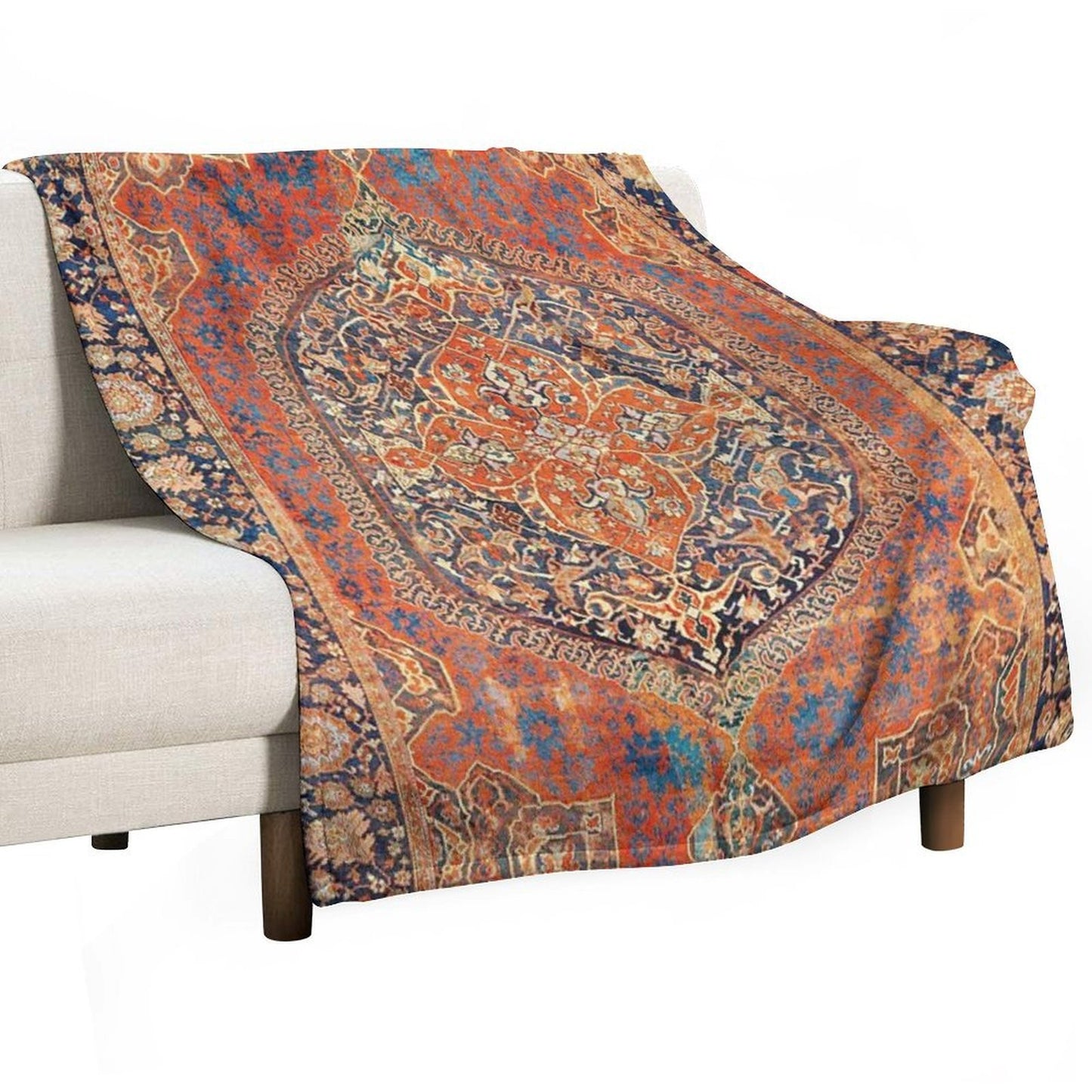 17th Century Turkish Carpet Print Easy Care Throw Blanket