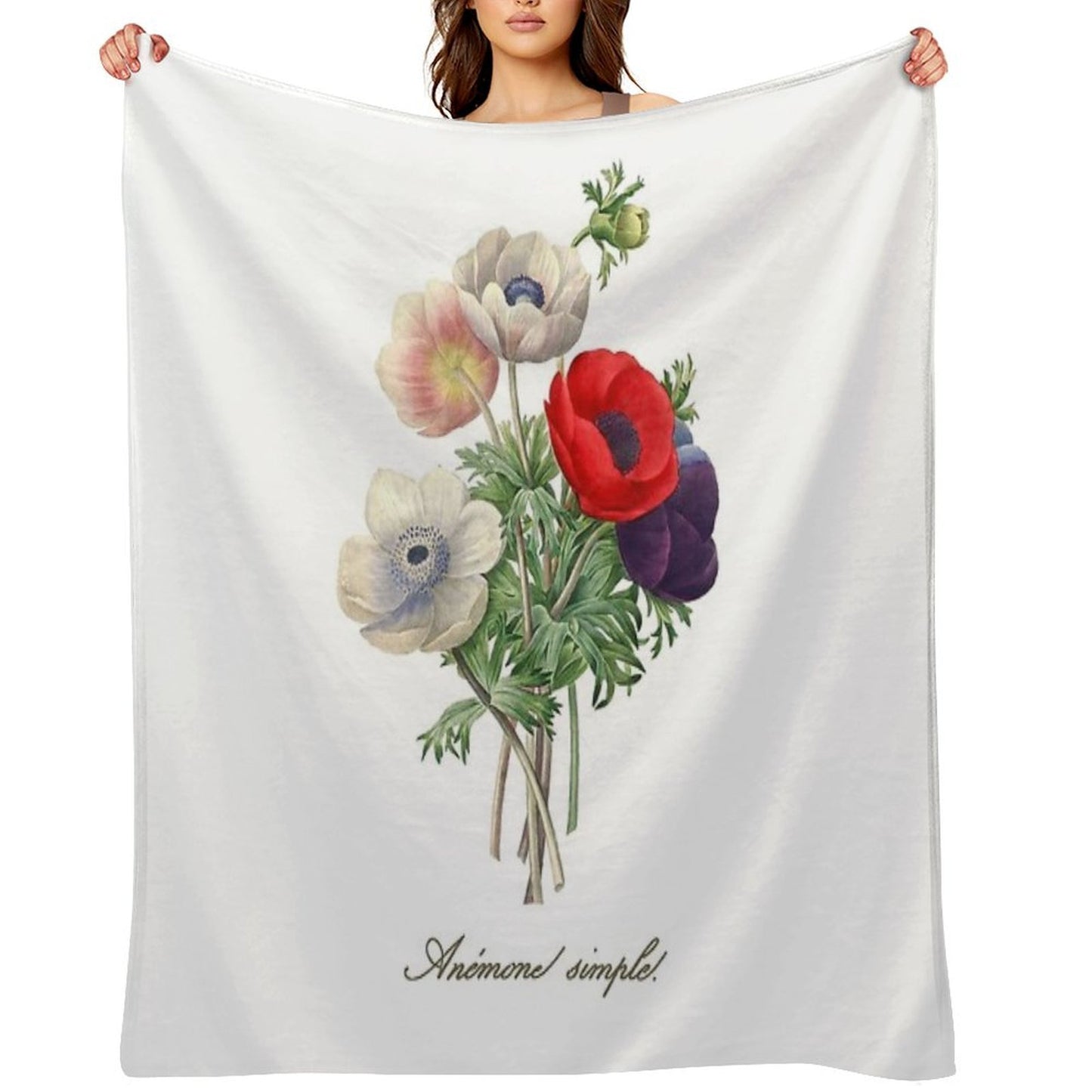 Anemone Illustration Sustainable Throw Blanket