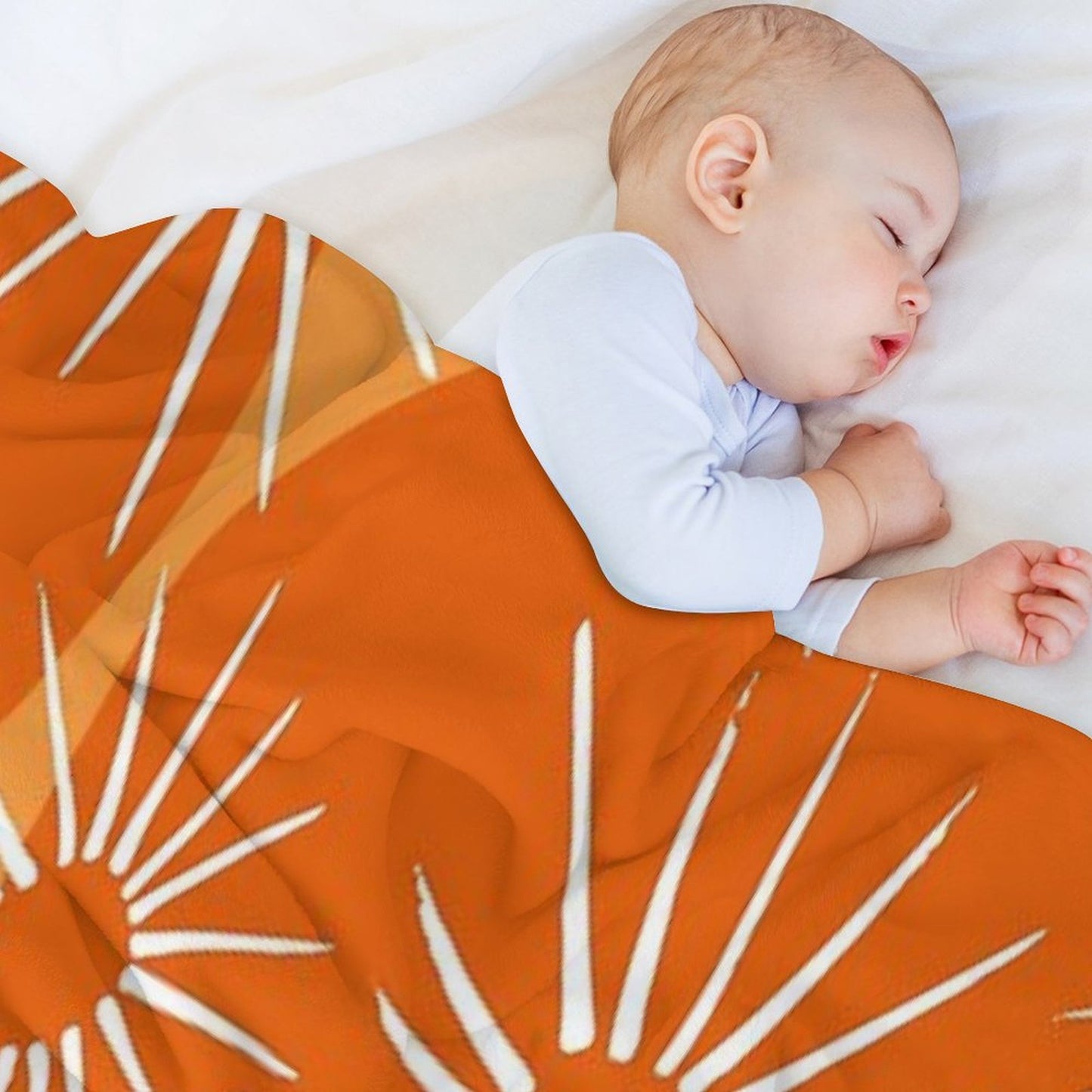 Mid-Century Modern 1950's Orange Sunburst Pattern Velvety-soft Throw Blanket