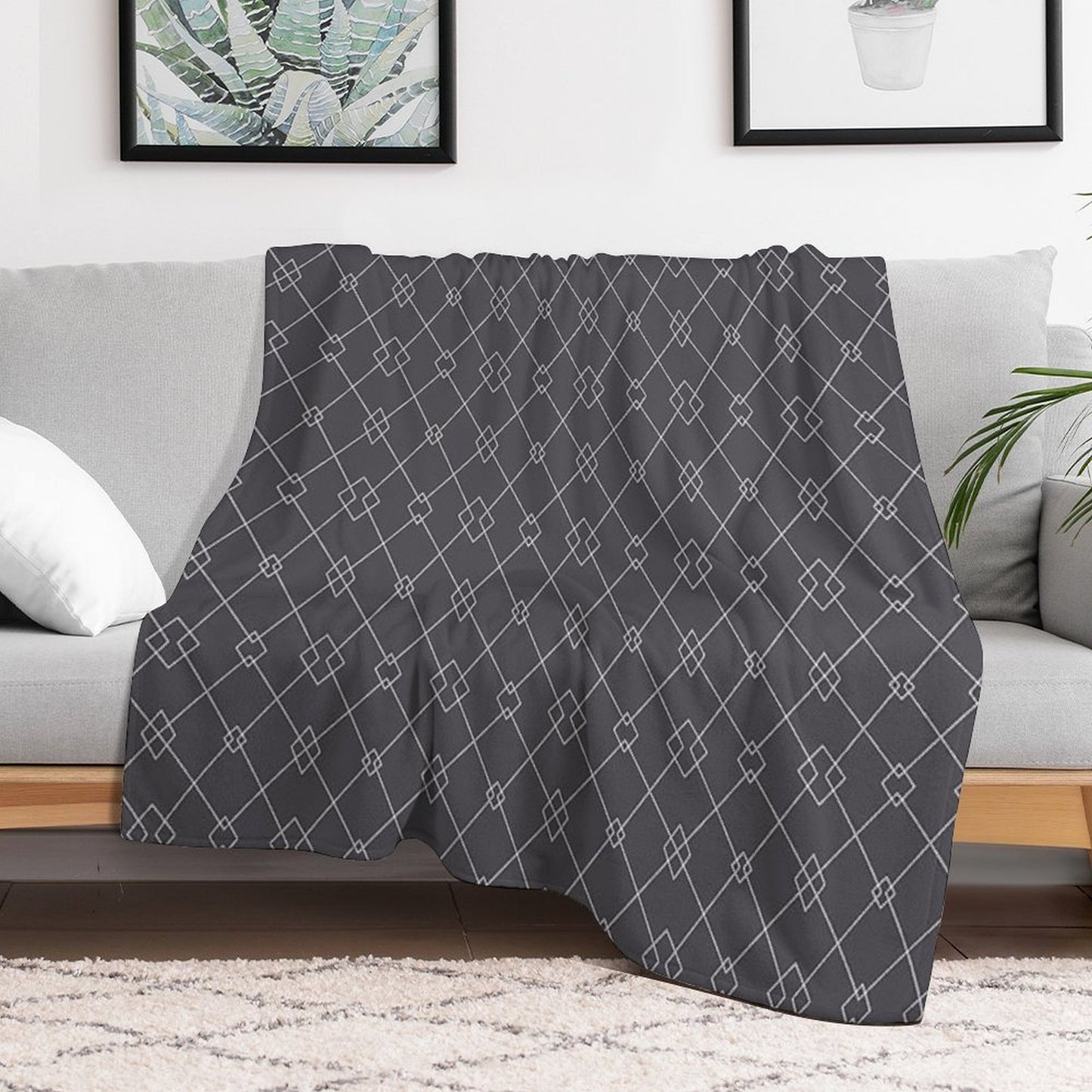 Geometric Pattern Zig Zag Grey 2 Premium Throw Blanket