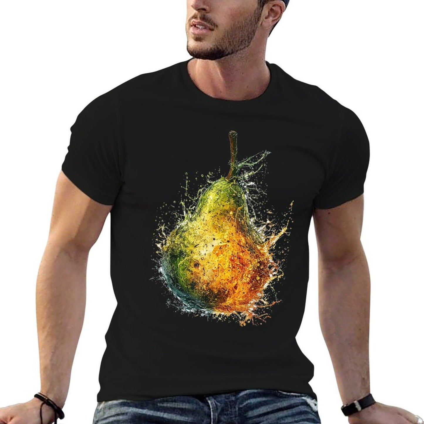 @rtY Pear Colorful Abstract Artwork Graphic Fruit Artwork Versatile T-Shirt