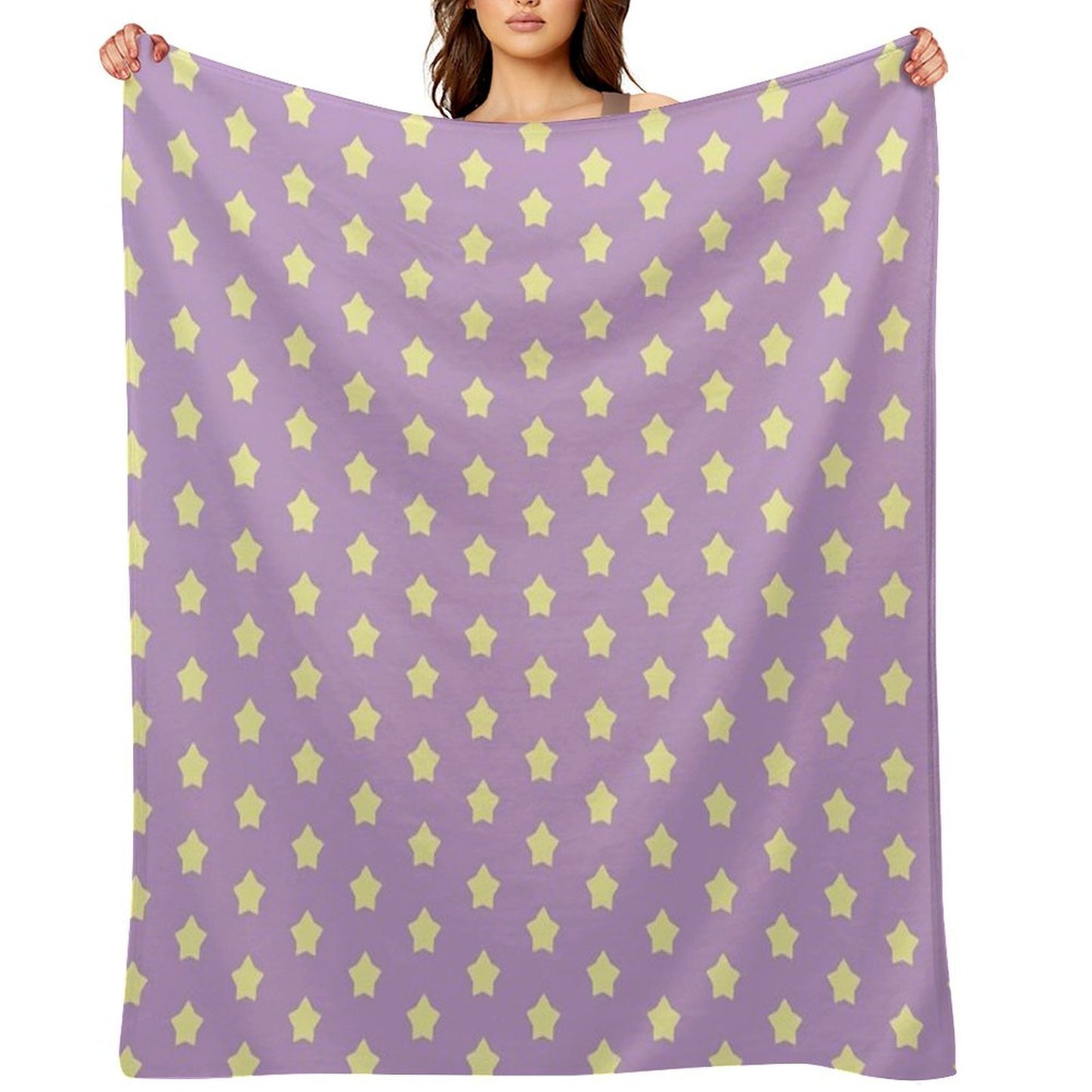 Yellow Stars on Purple Pop Shrink-resistant Throw Blanket