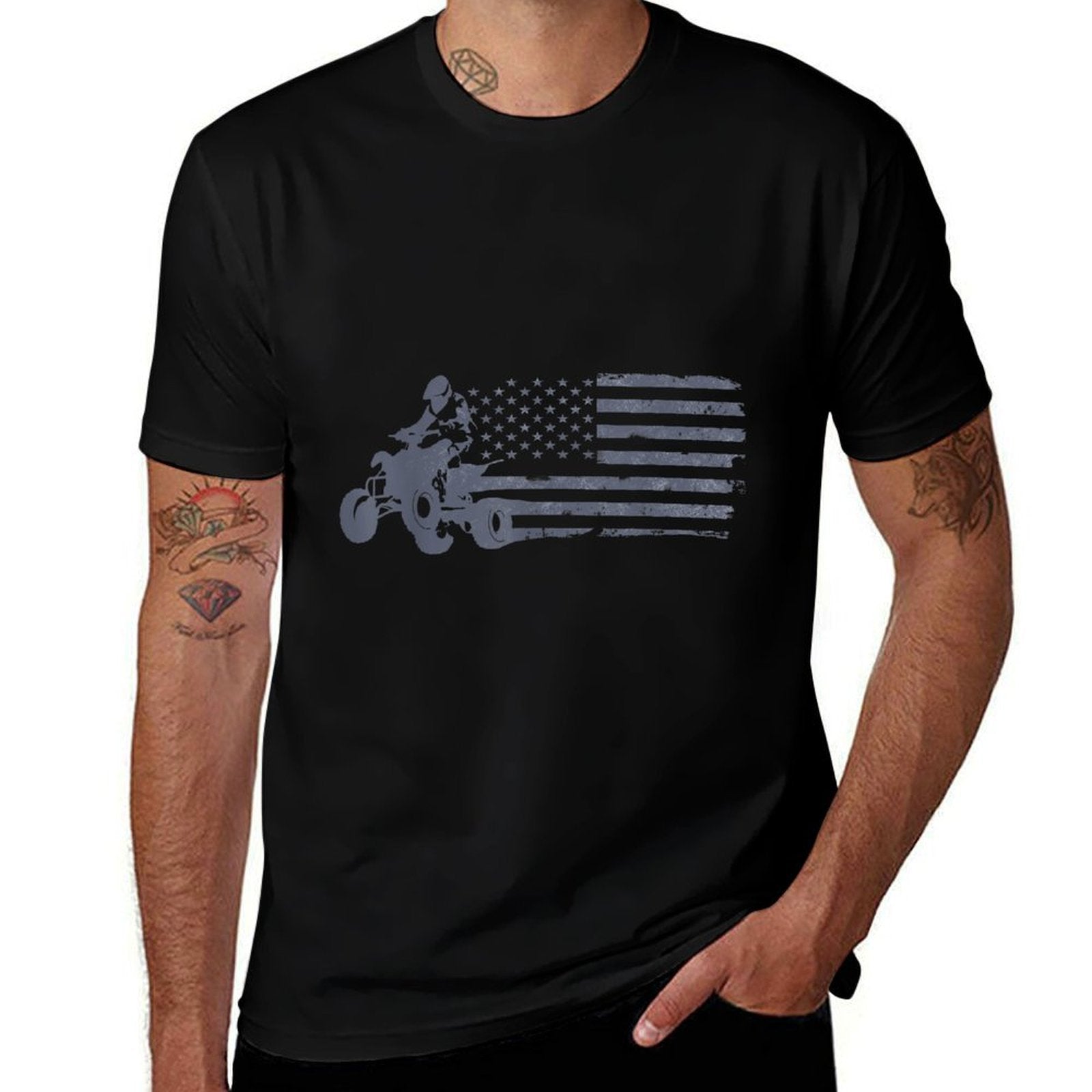 ATV Quad Four Wheeler Bike Rider American Distressed Comfortable T-Shirt