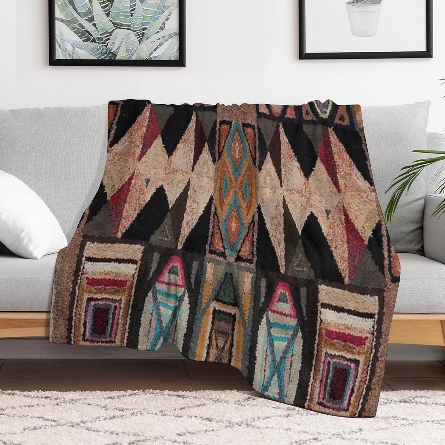 Abstract Bohemian Design Durable Throw Blanket