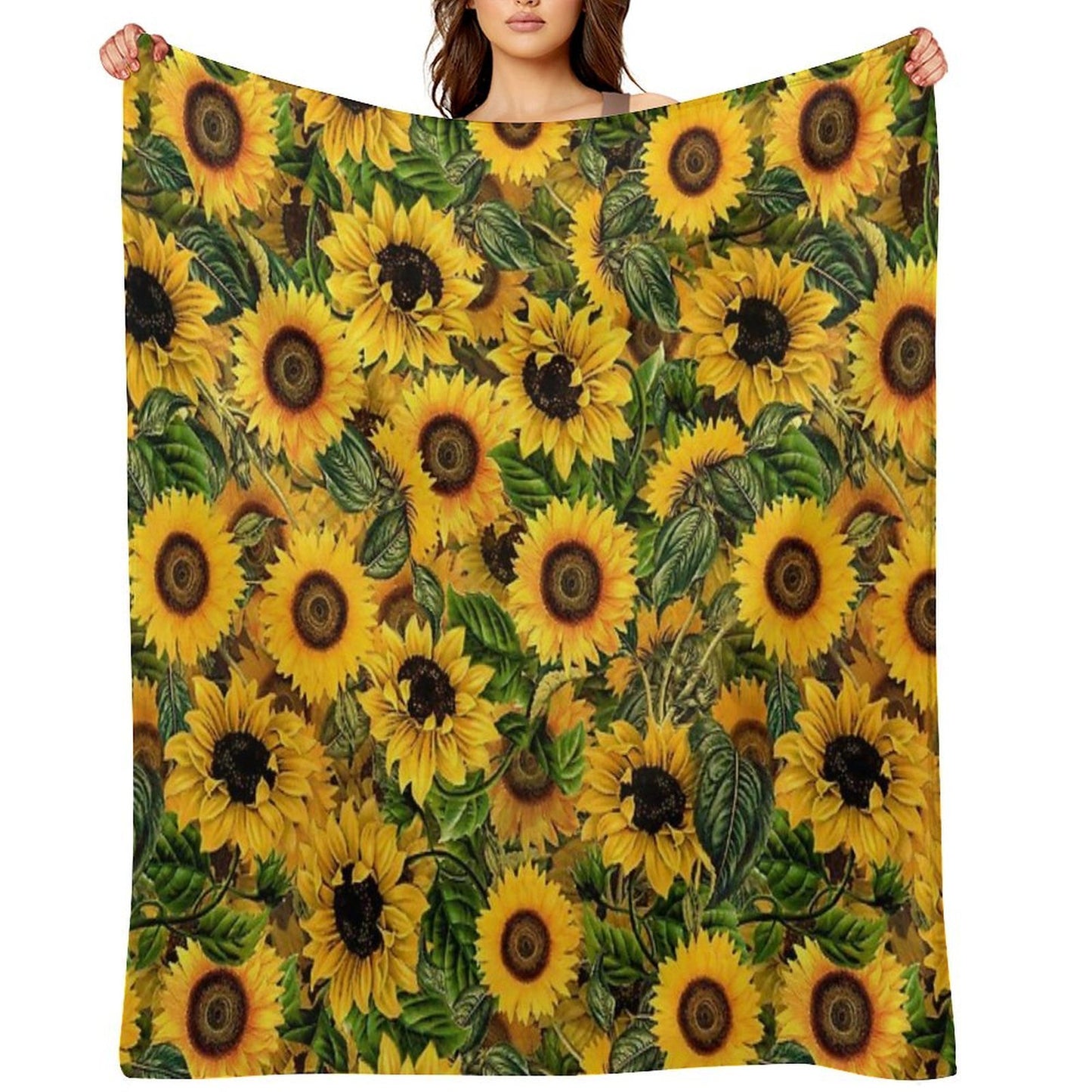 Vintage Sunflowers Pattern Nightgarden Plush Throw Blanket