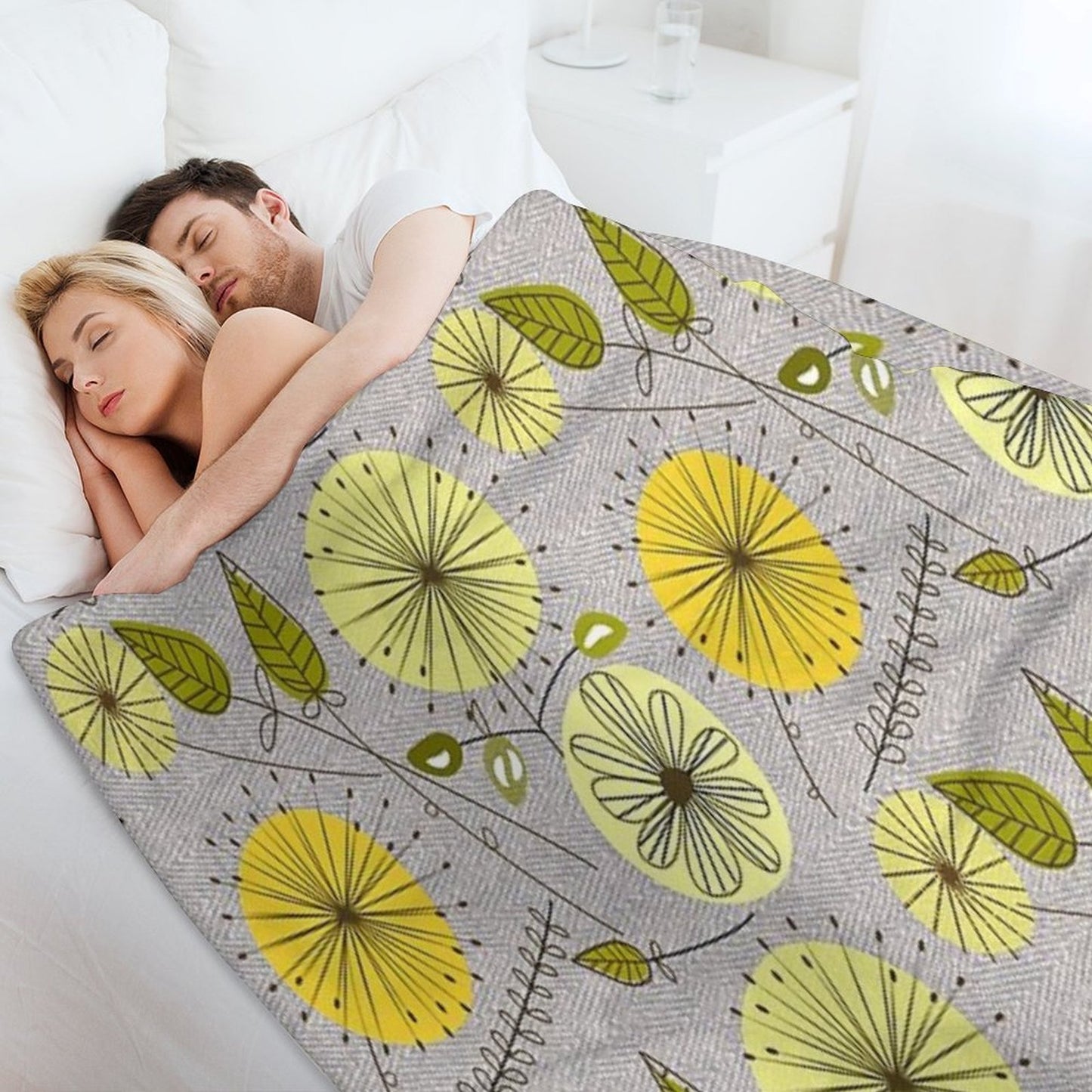 Mid-Century Modern Floral Durable Throw Blanket
