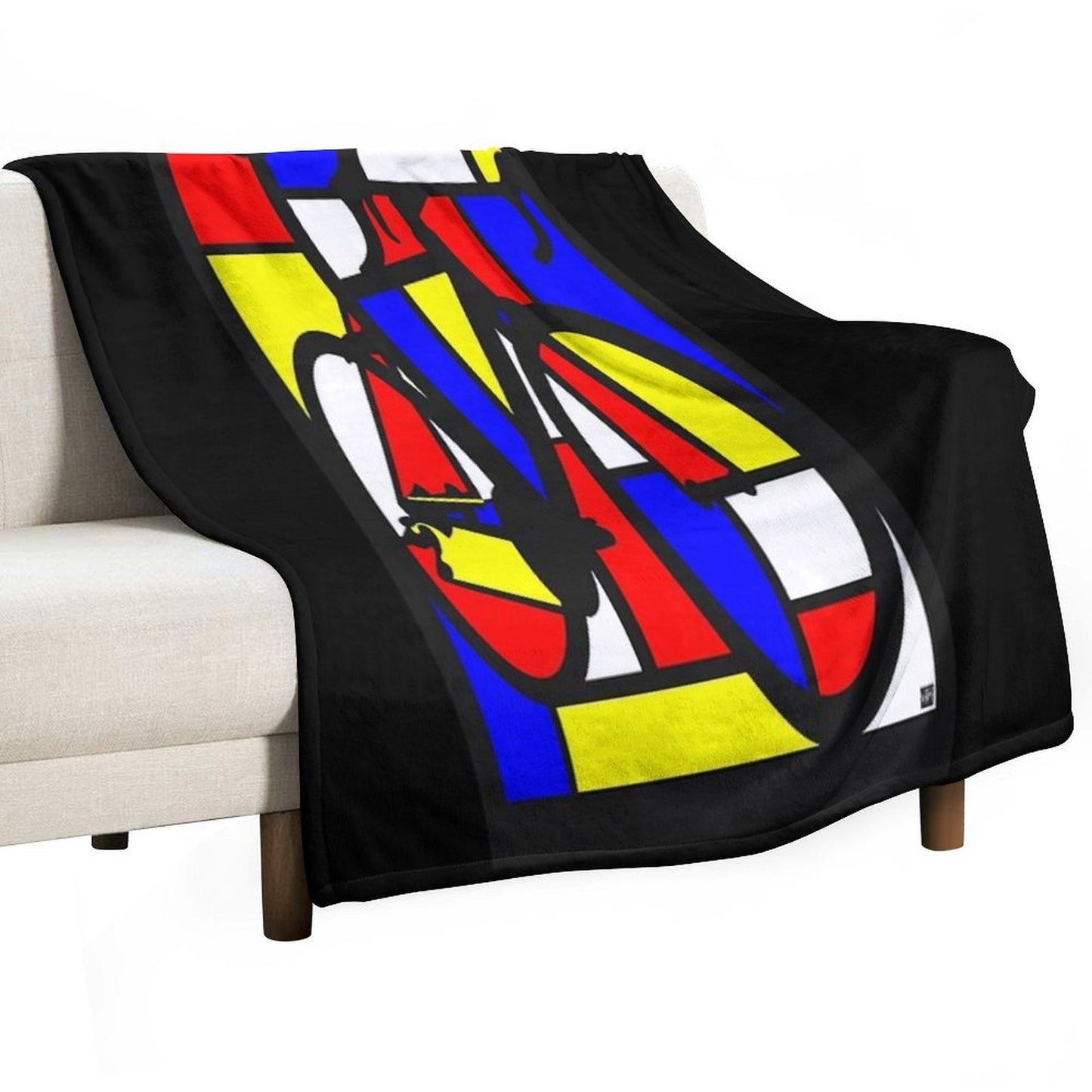 Mondrianesque Road Bike Plush Throw Blanket