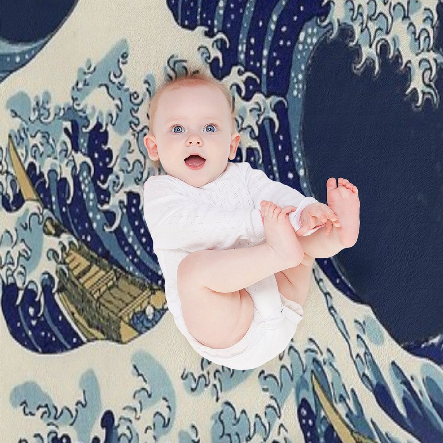 The Great Wave Off Kanagawa Transparent Compact Throw Blanket