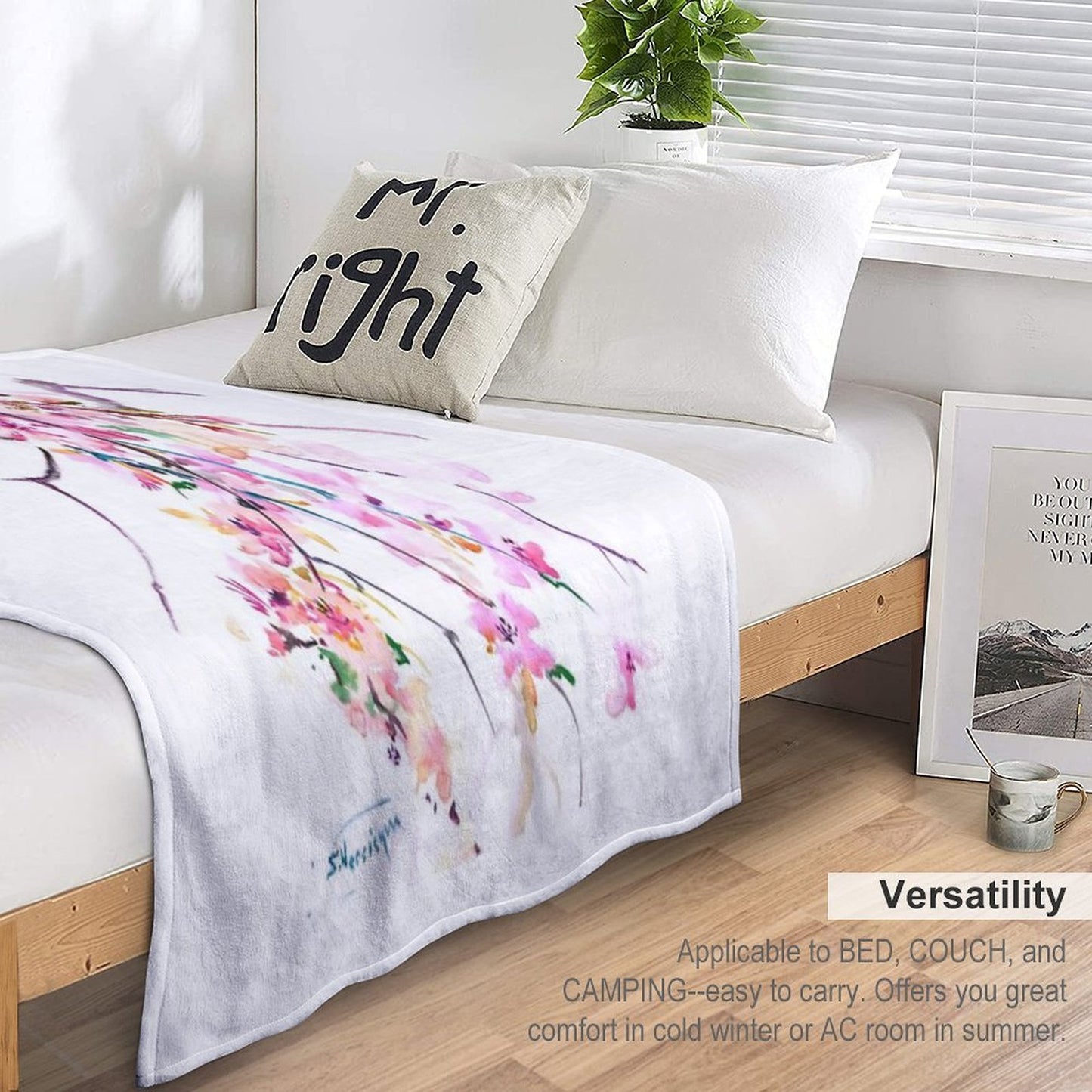 Cherry Blossom Anti-pilling Throw Blanket