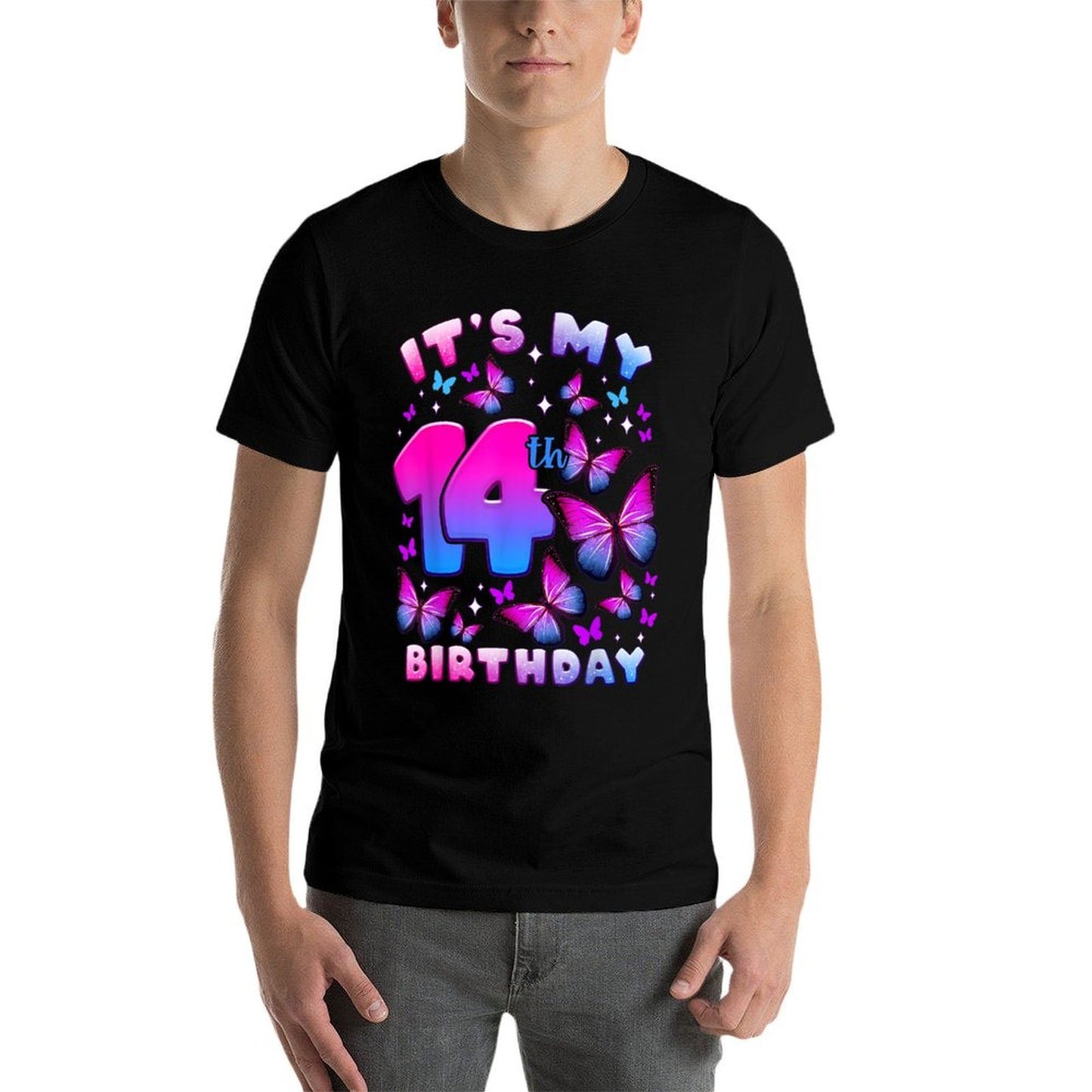 Birthday Girl 14 Year Old, Butterfly, Number 14 Relaxed-fit T-Shirt