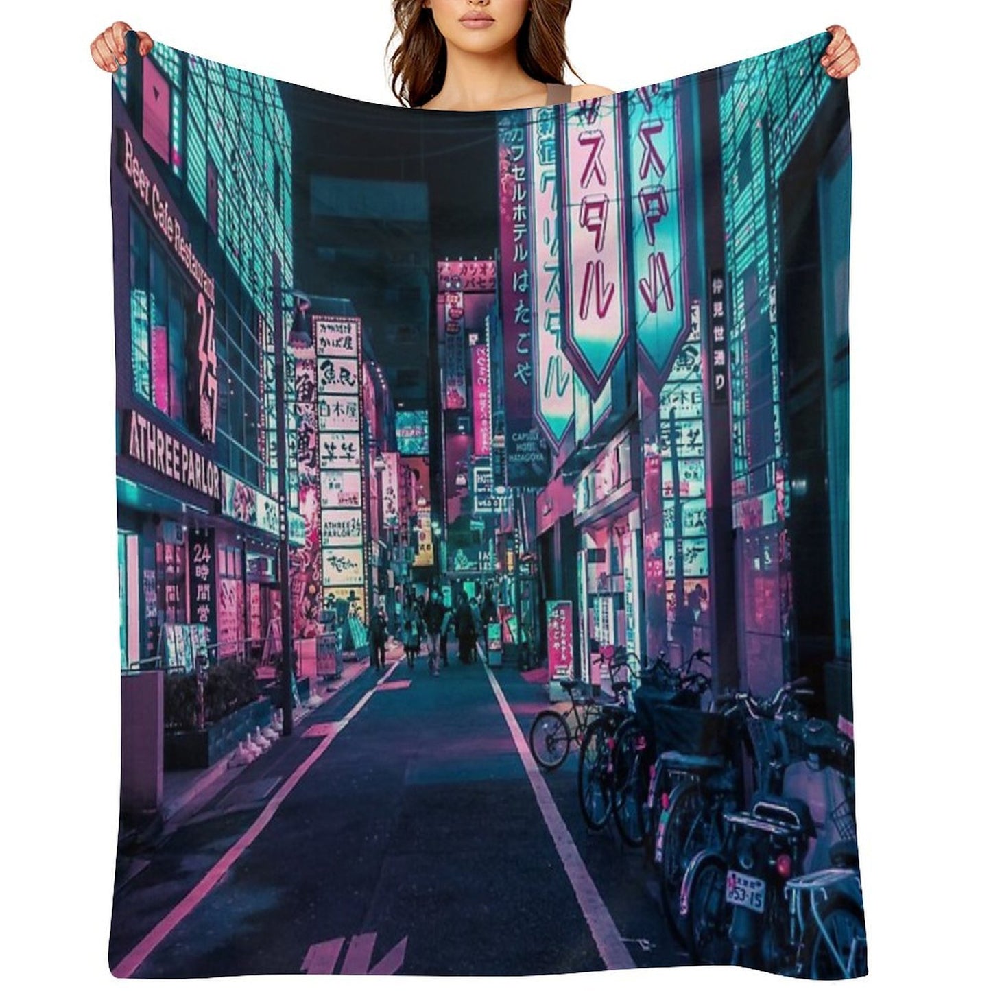 Tokyo - A Neon Wonderland Lightweight Throw Blanket