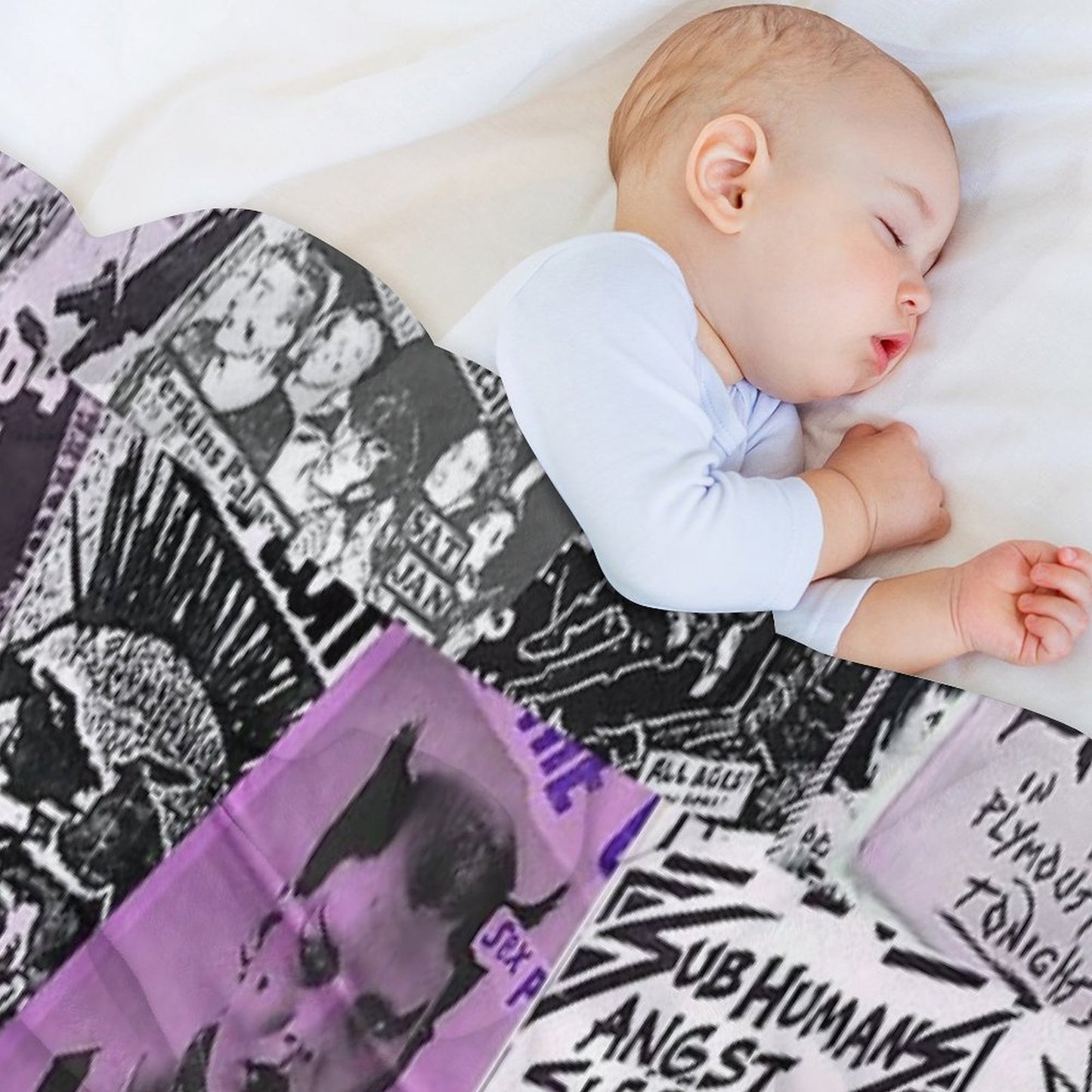 Punk Rock Bands Flyers Collage Aesthetic Punk Colors Eco-conscious Throw Blanket