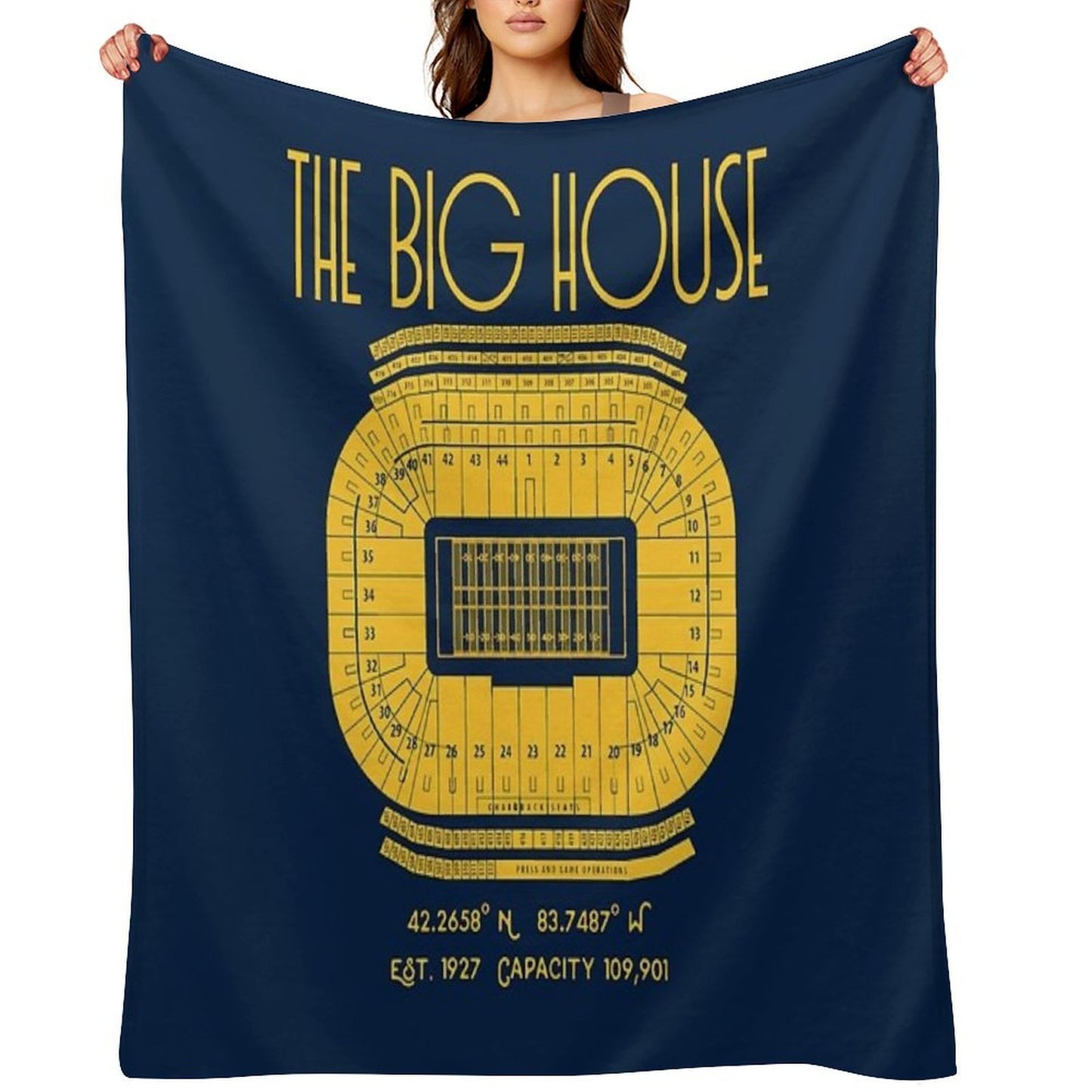 Michigan Football Big House Stadium Poster Print Shrink-resistant Throw Blanket