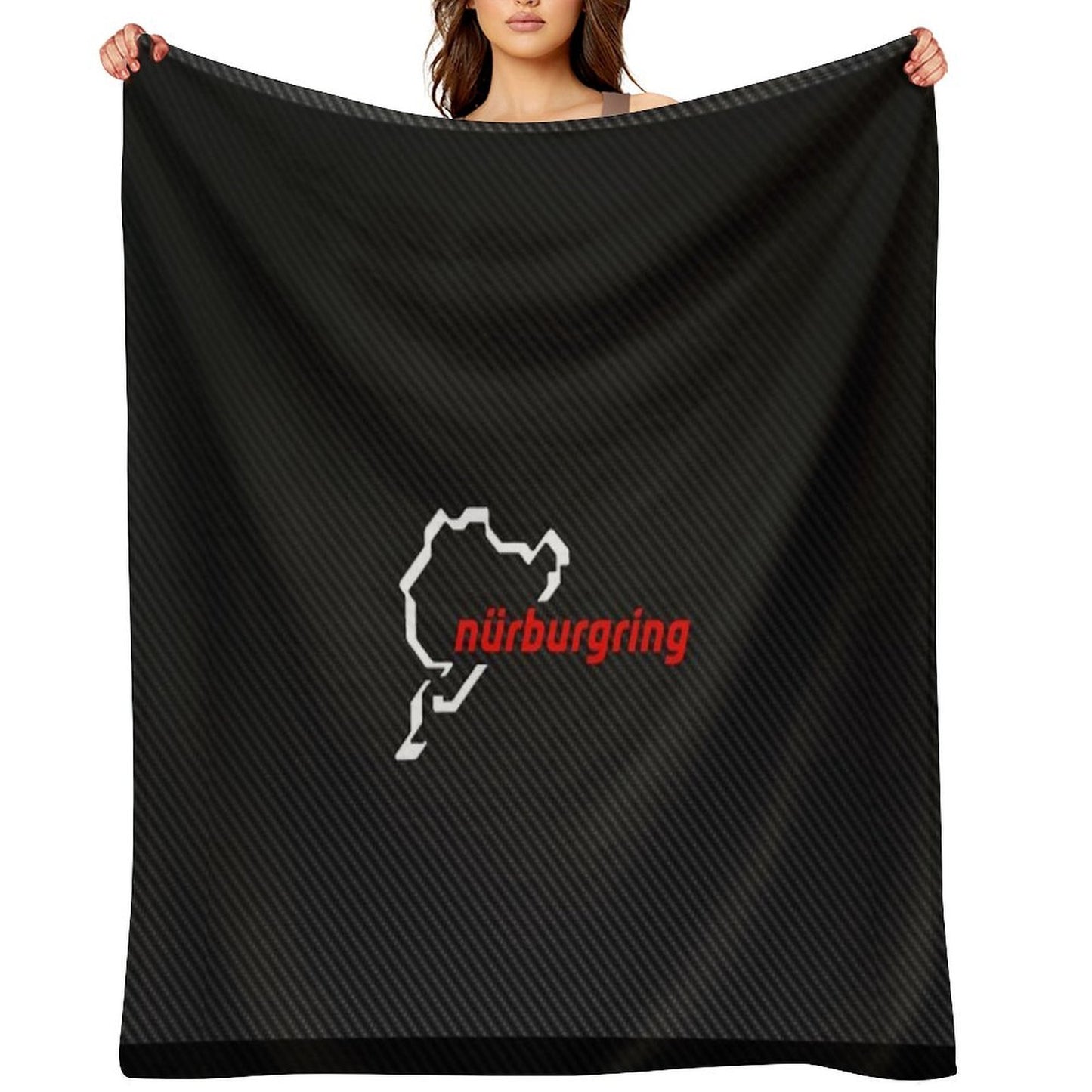 Nürburgring Carbon Fiber White Red Gift-ready Throw Blanket