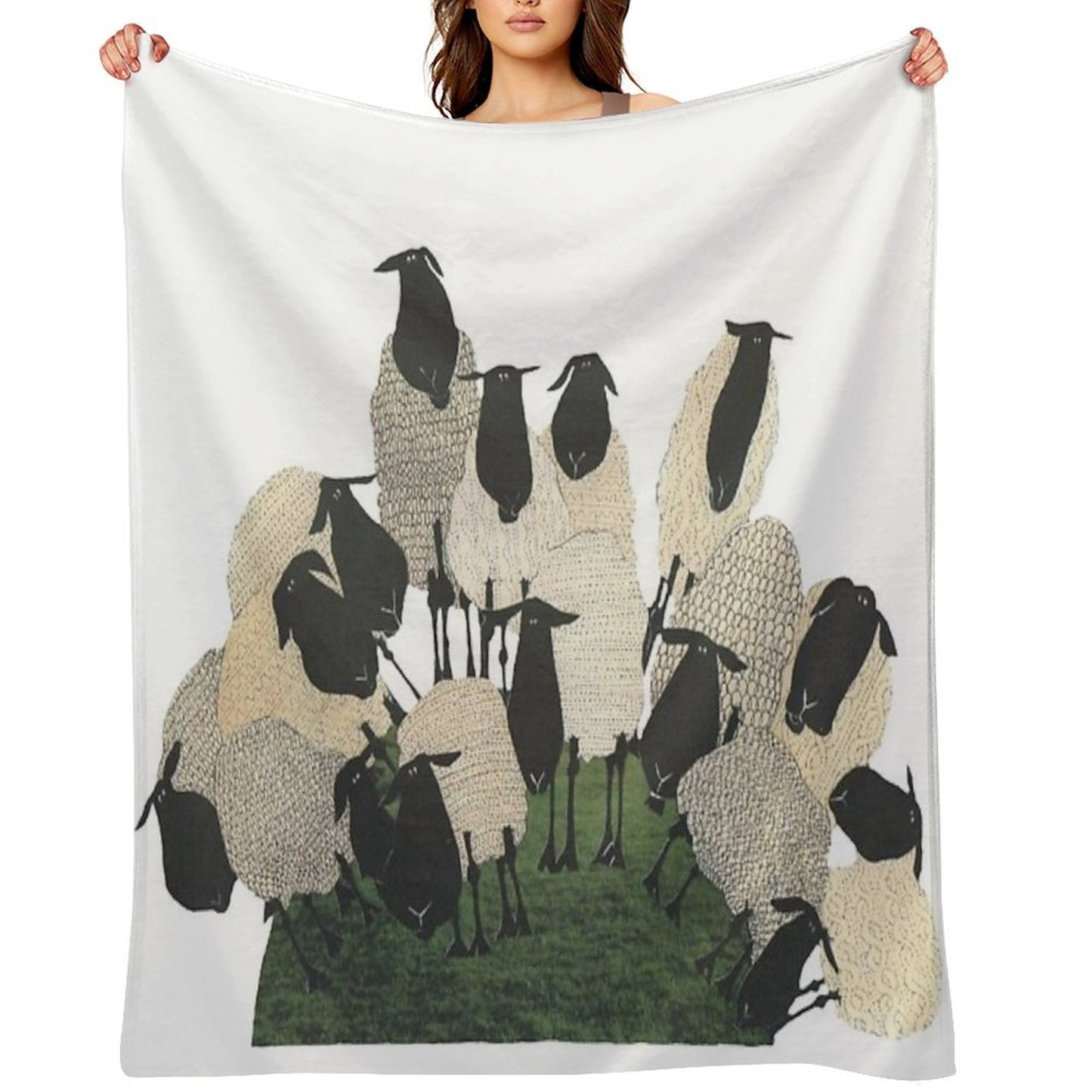 Sheep on The Hill Shrink-resistant Throw Blanket
