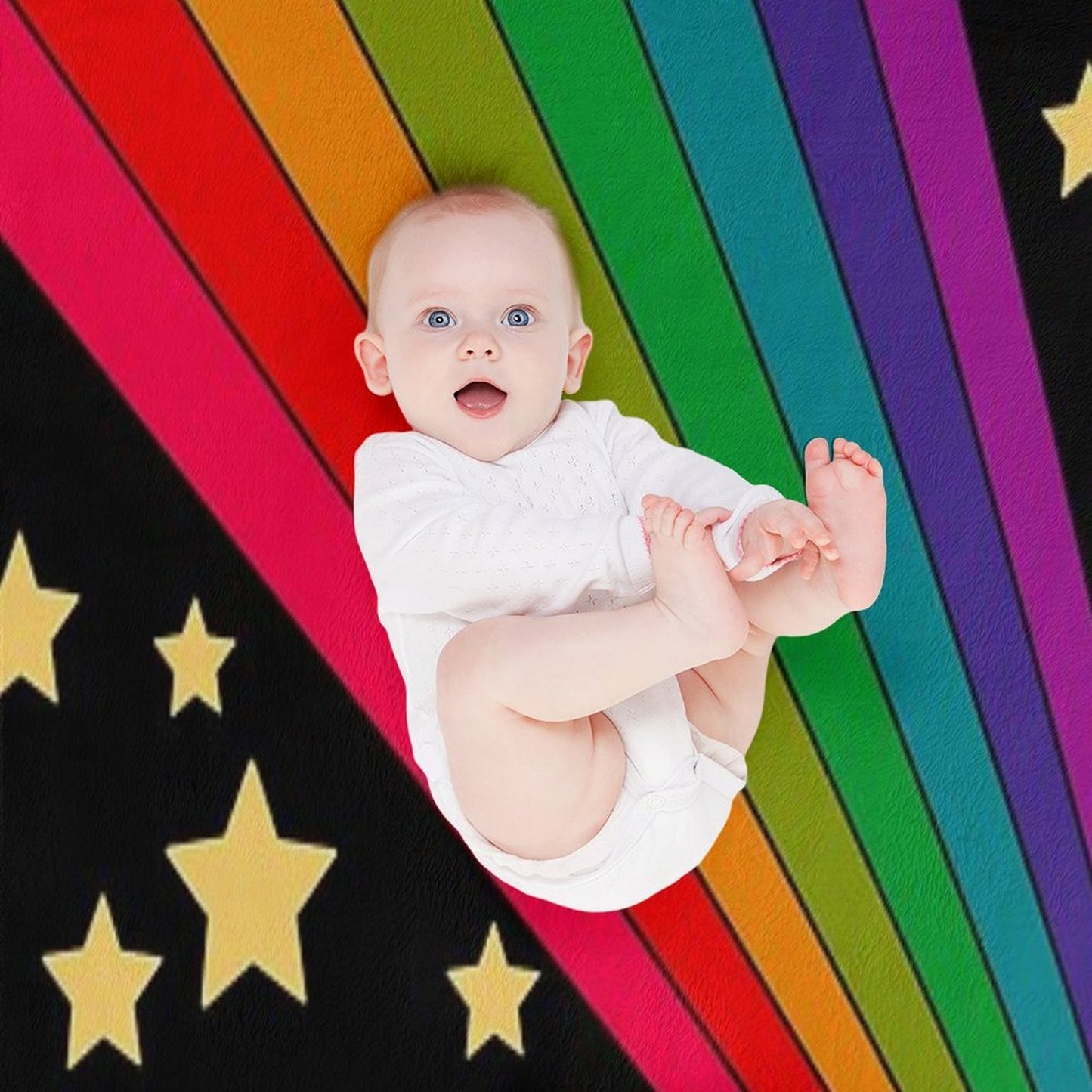 Stars And Rainbow Machine-washable Throw Blanket