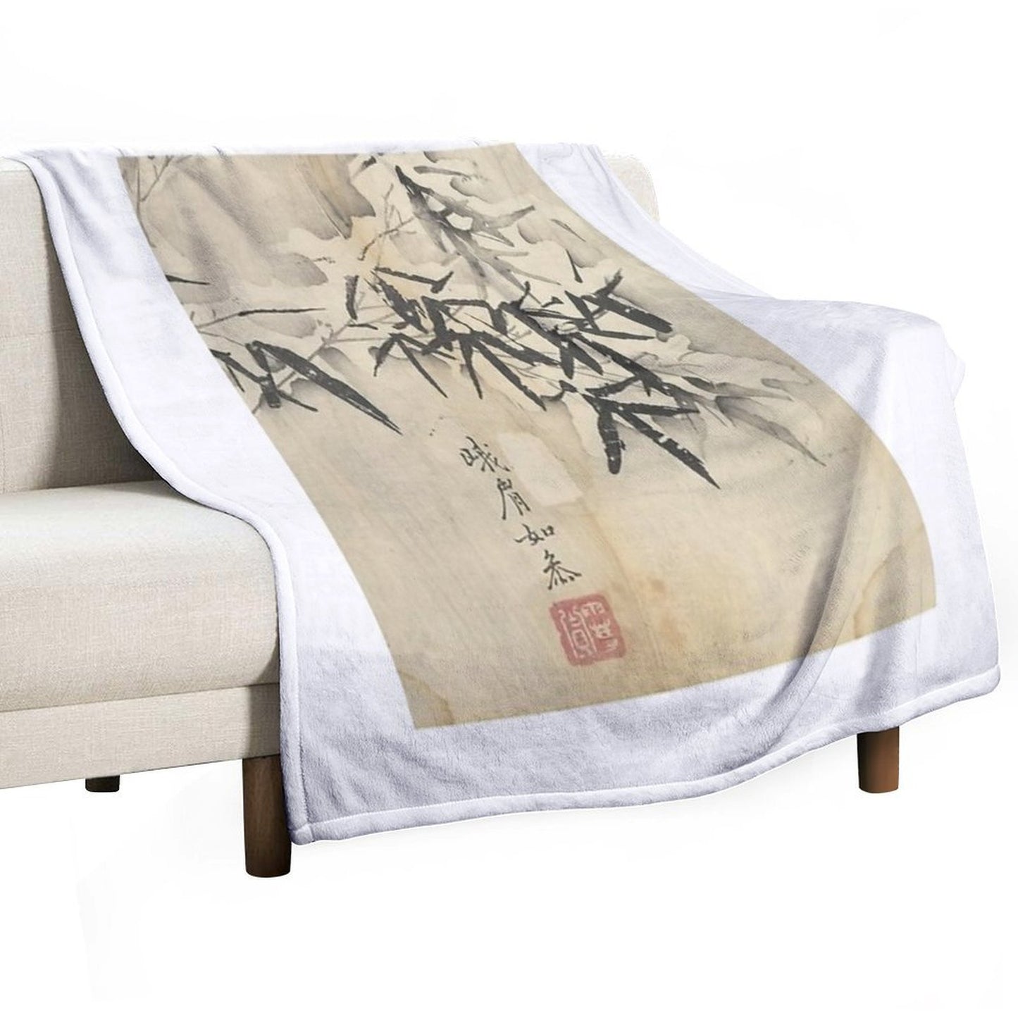 Bamboo in Snow Wrinkle-free Throw Blanket