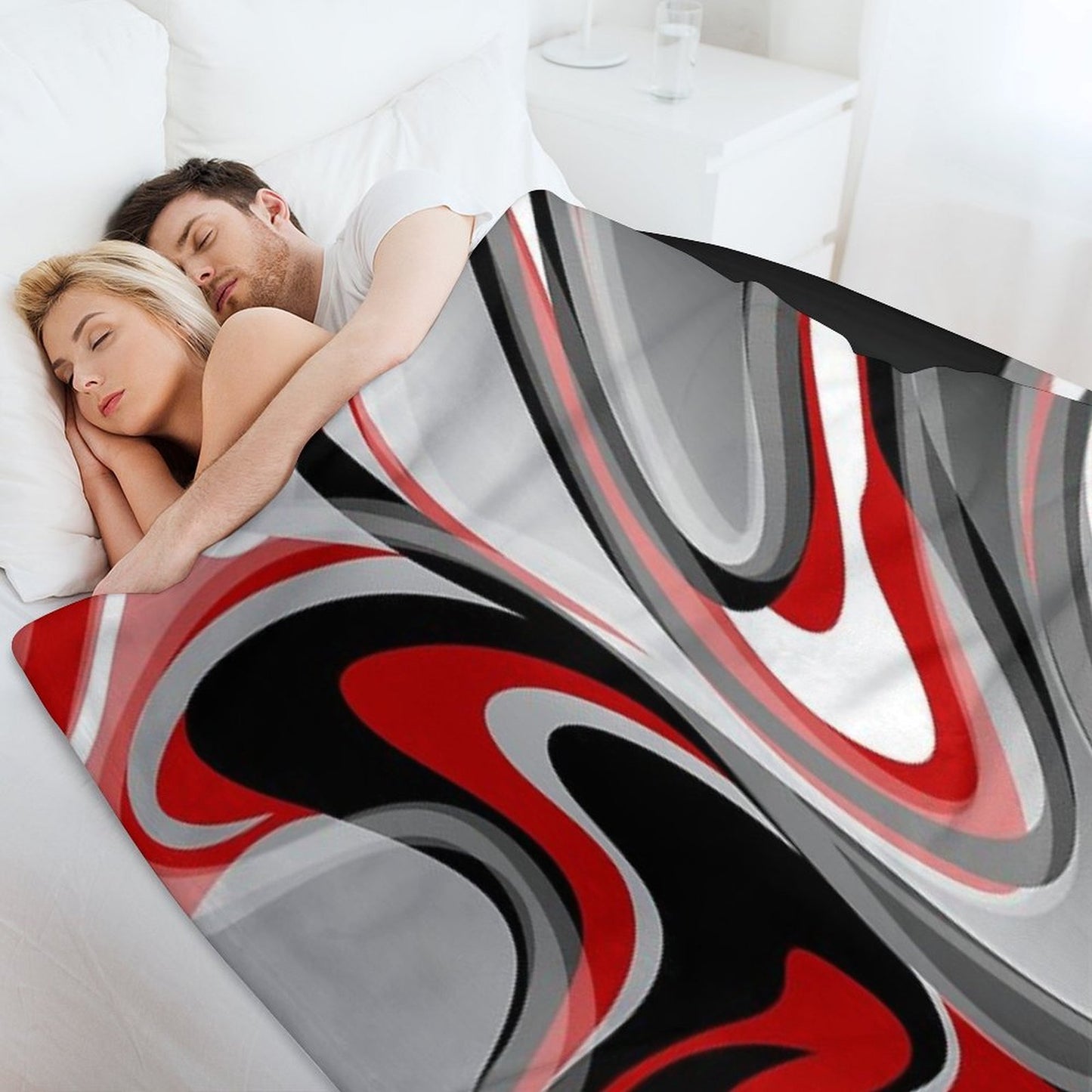 Liquify - Red, Gray, Black, White Eco-conscious Throw Blanket