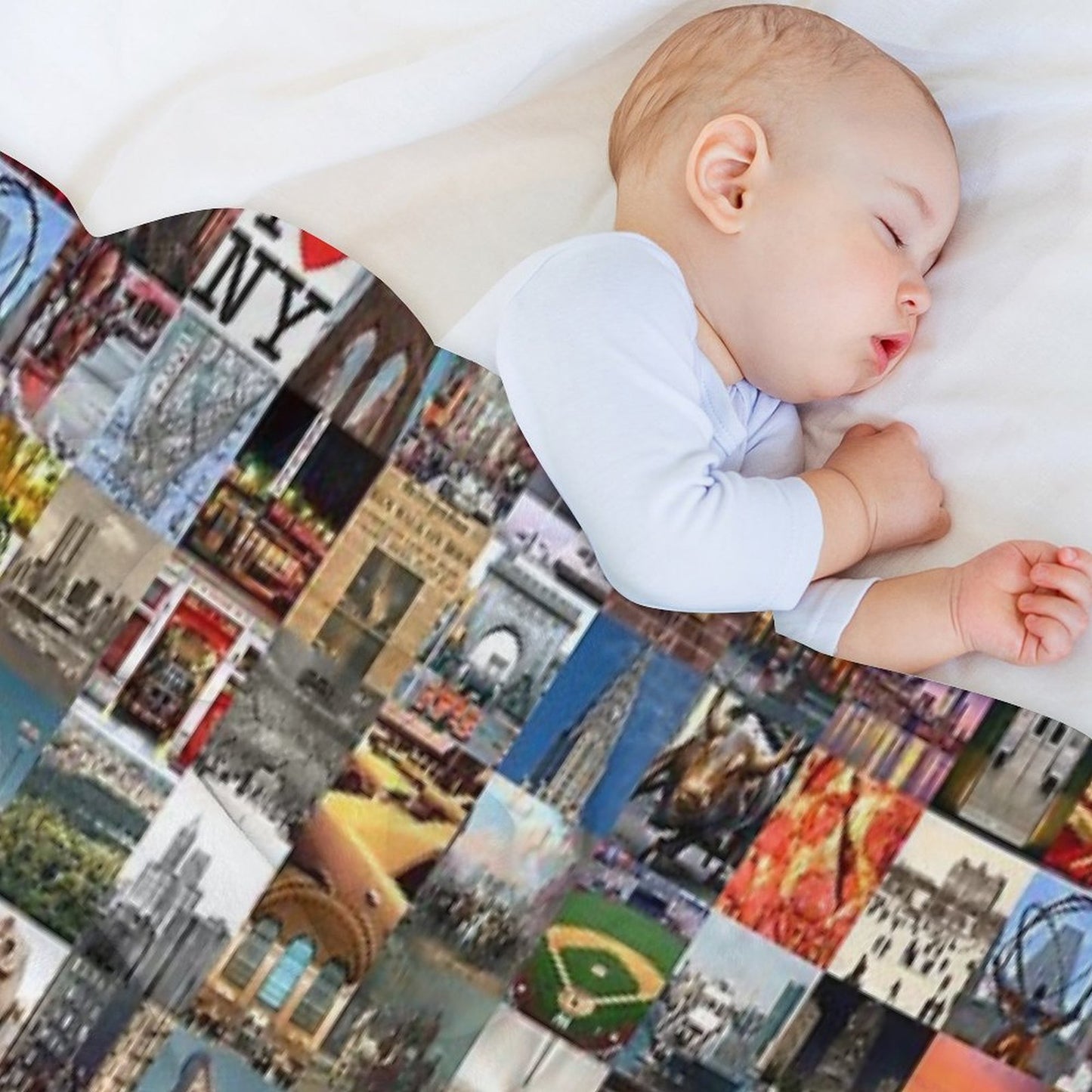 Typical New York - Collage of Images of The City And History Sustainable Throw Blanket