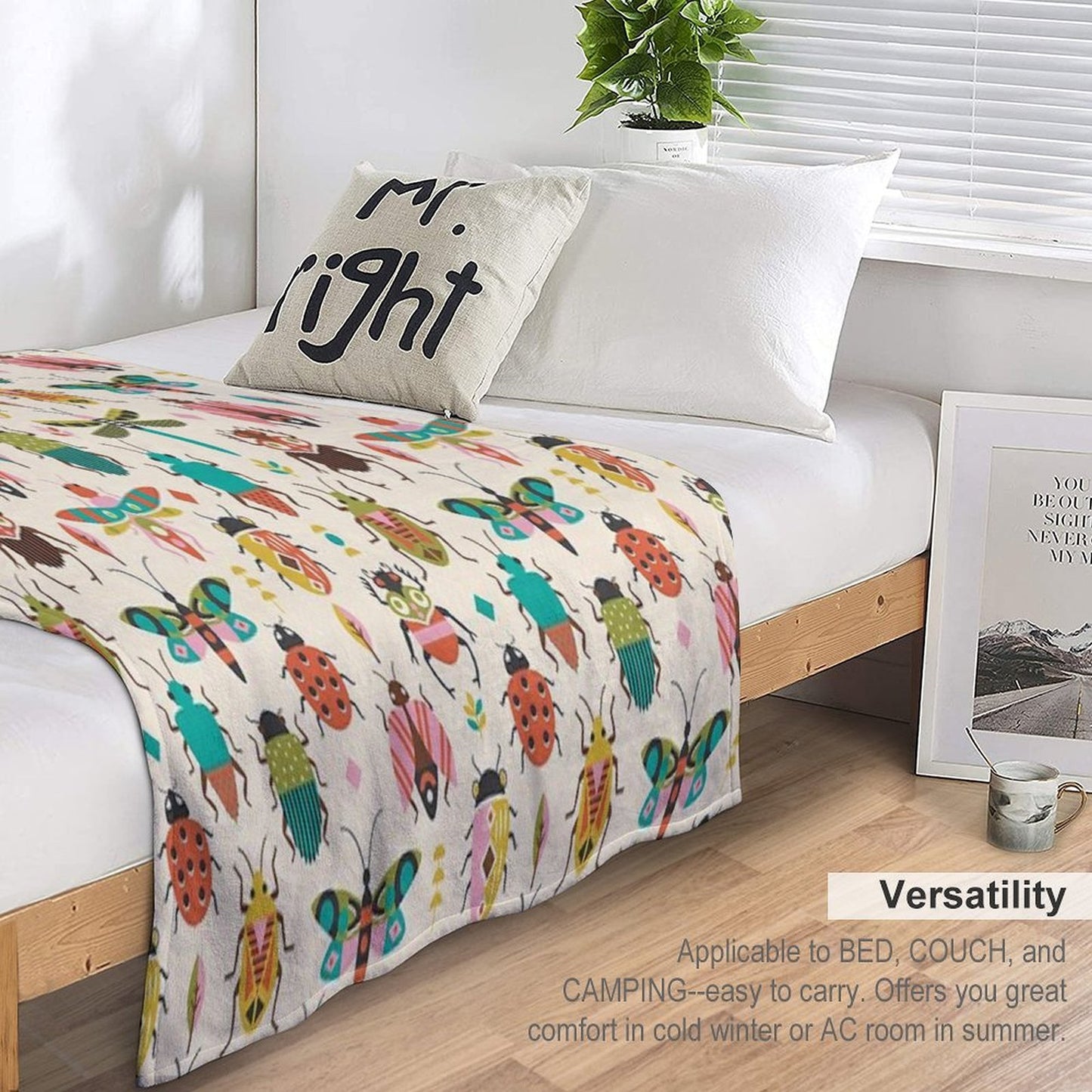 Mid Century Bugs Sustainable Throw Blanket